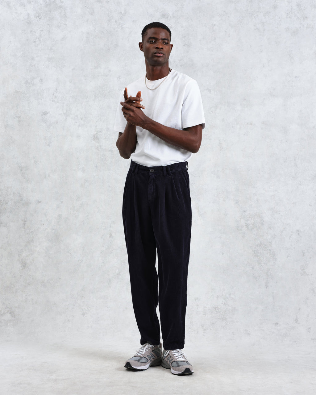 Raleigh - Navy Corduroy Pleated Trousers