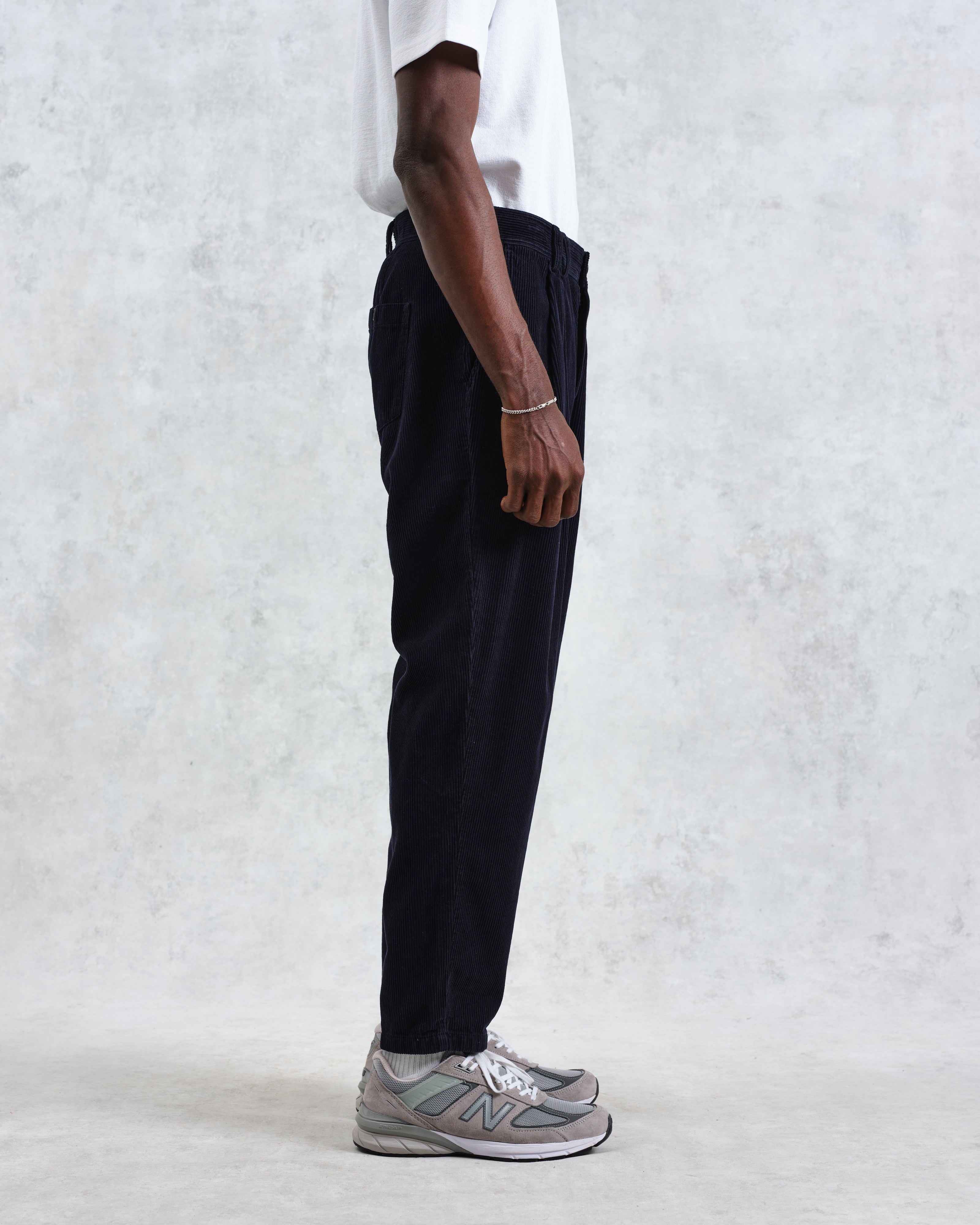 Raleigh - Navy Corduroy Pleated Trousers