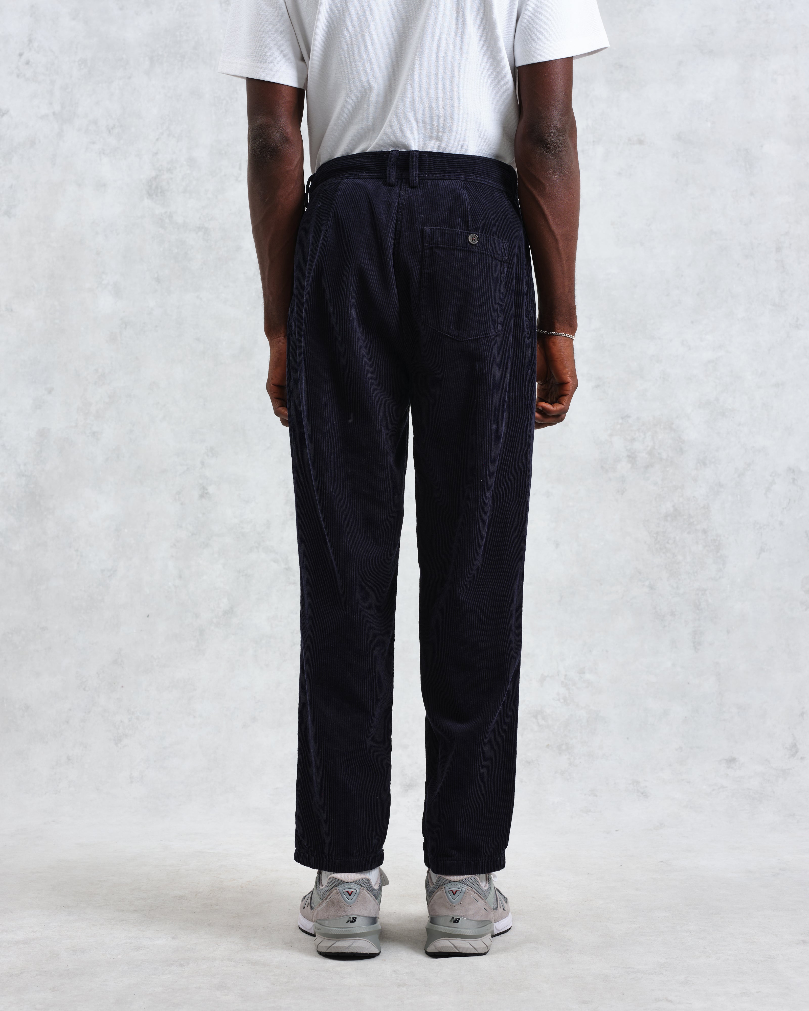 Raleigh - Navy Corduroy Pleated Trousers
