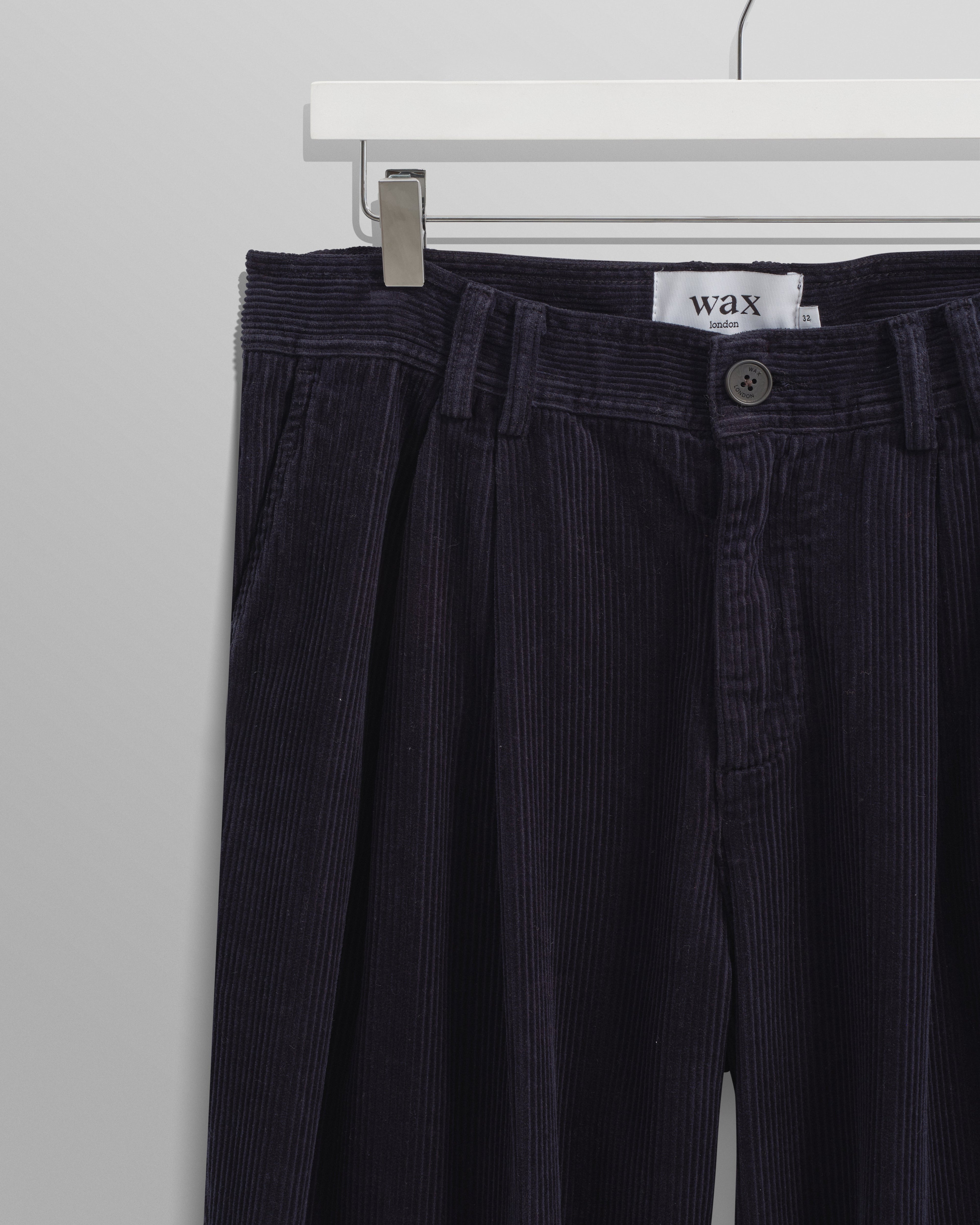Raleigh - Navy Corduroy Pleated Trousers
