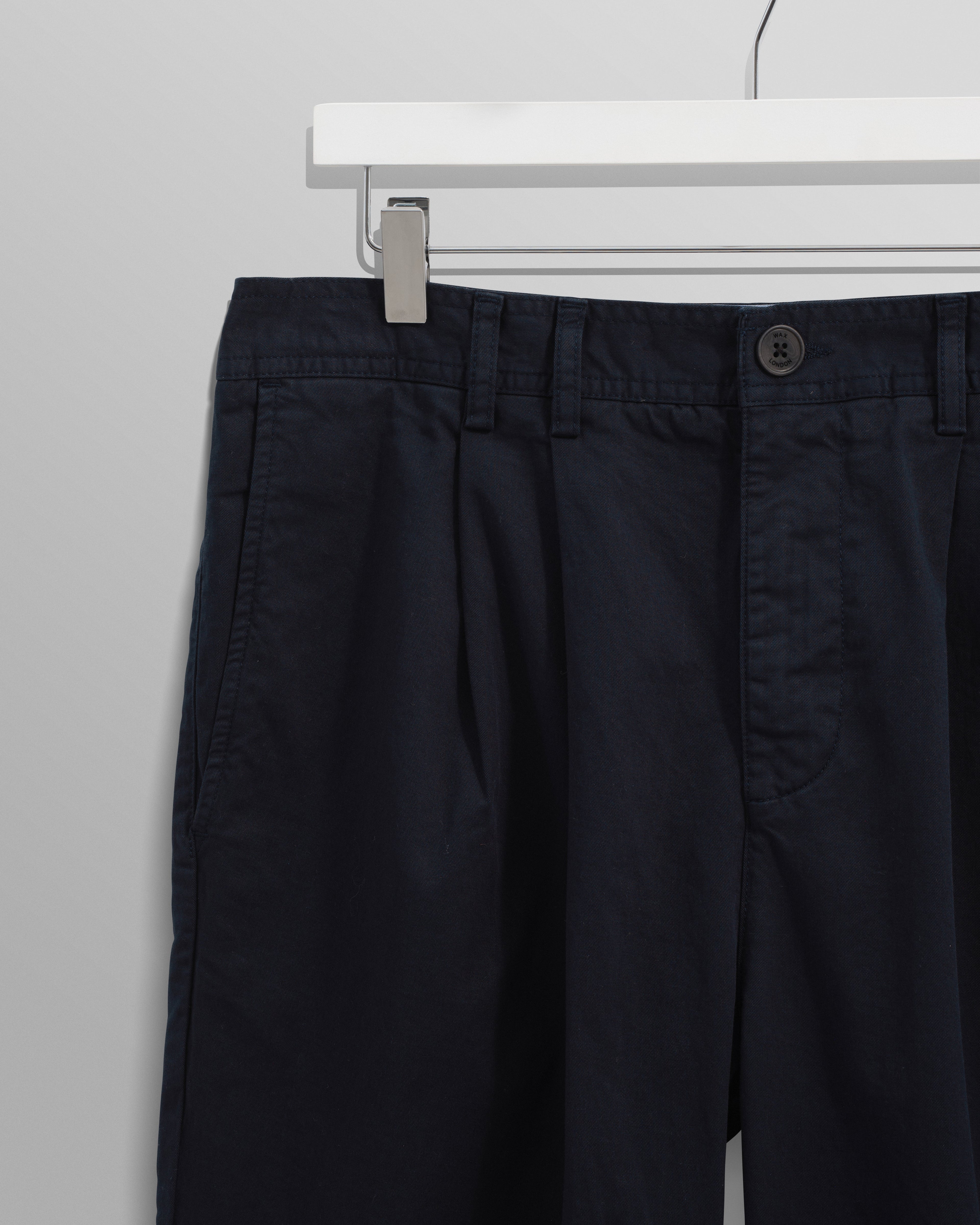 Raleigh - Navy Cotton Pleated Trousers
