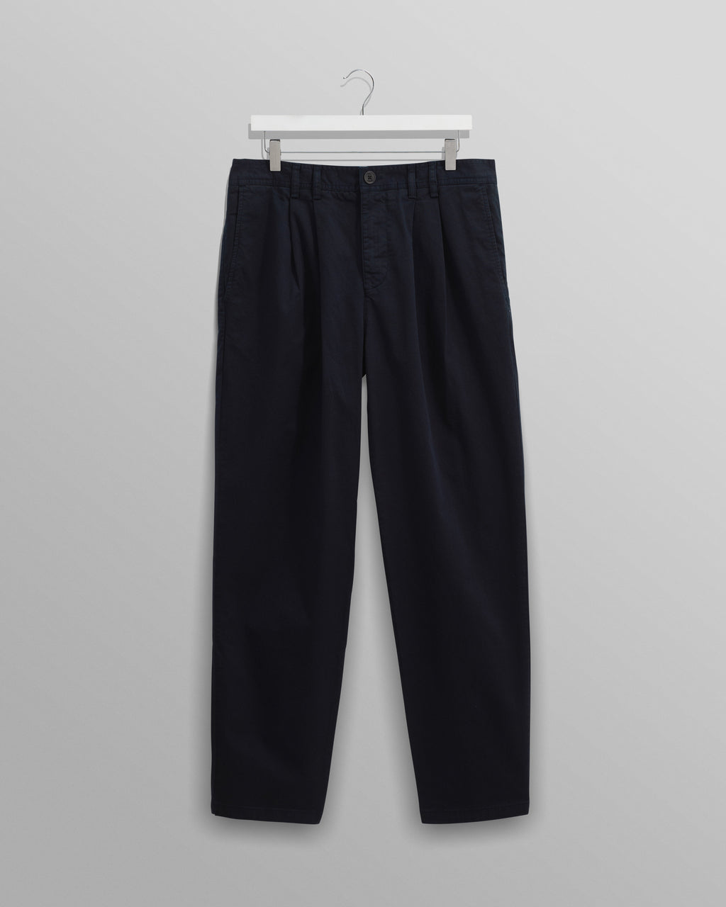 Raleigh - Navy Cotton Pleated Trousers