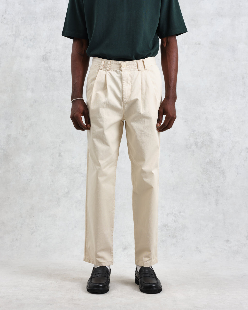 Raleigh - Stone Cotton Pleated Trousers