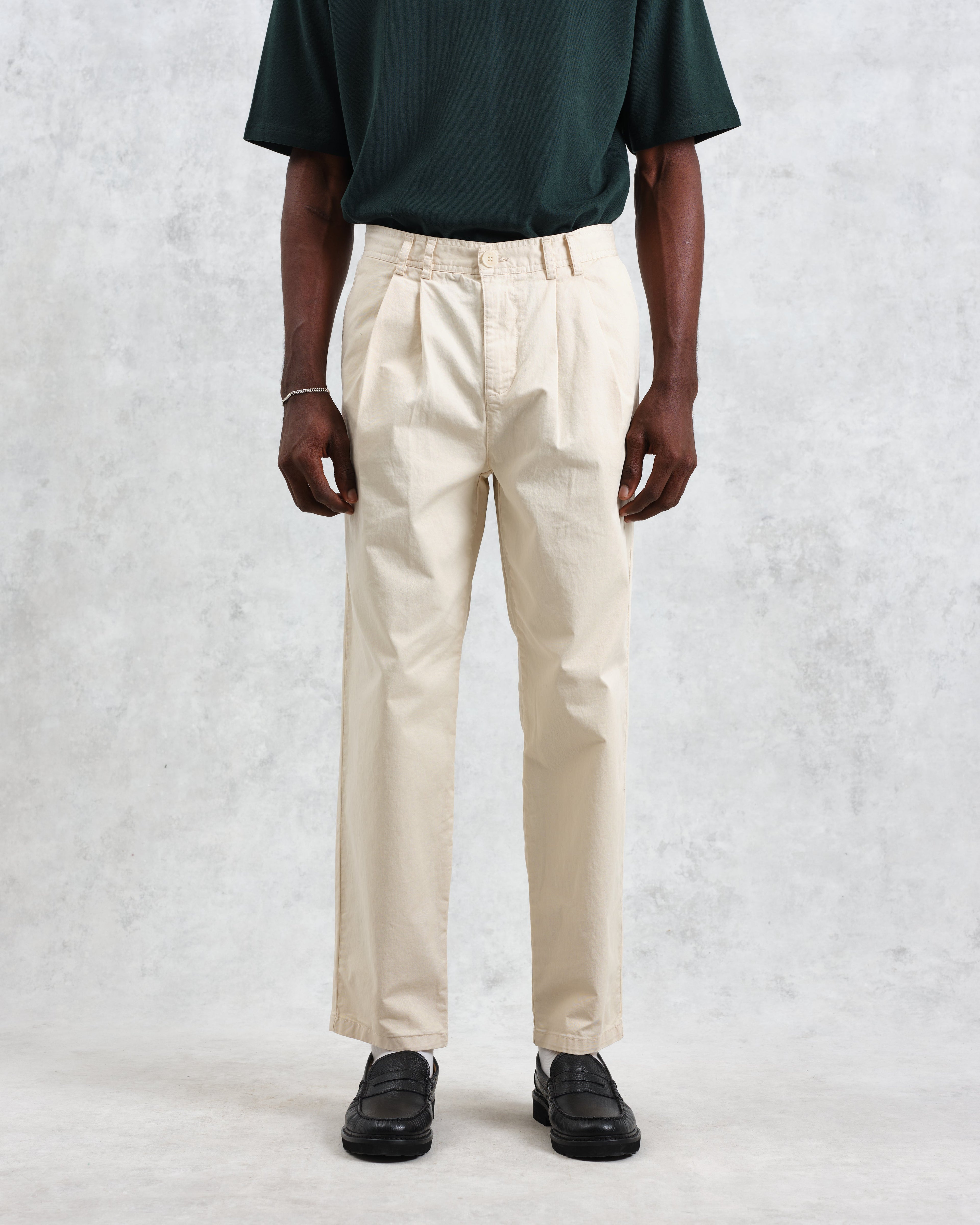 Raleigh - Stone Cotton Pleated Trousers