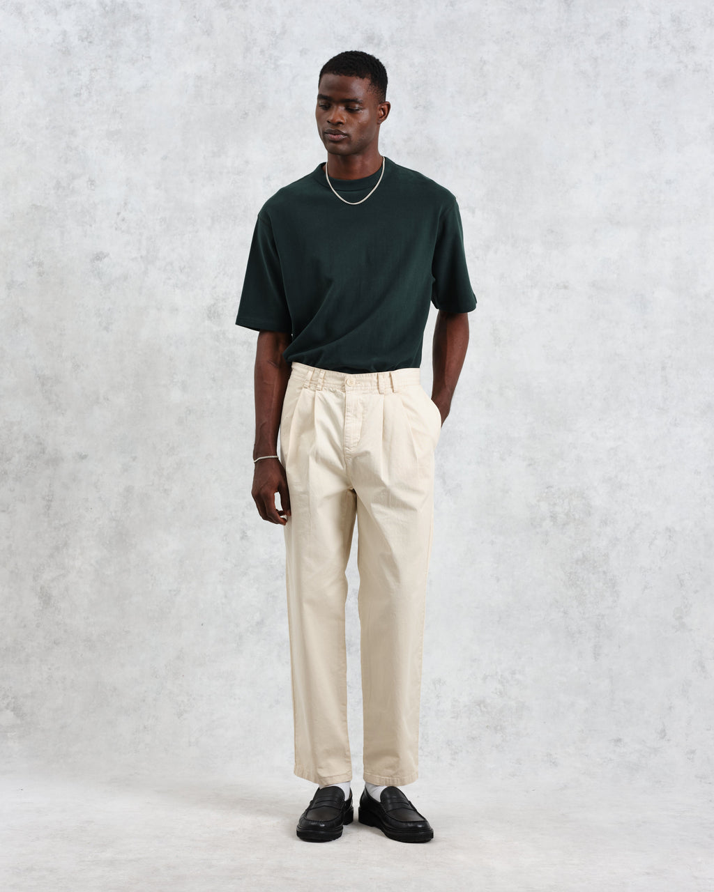 Raleigh - Stone Cotton Pleated Trousers