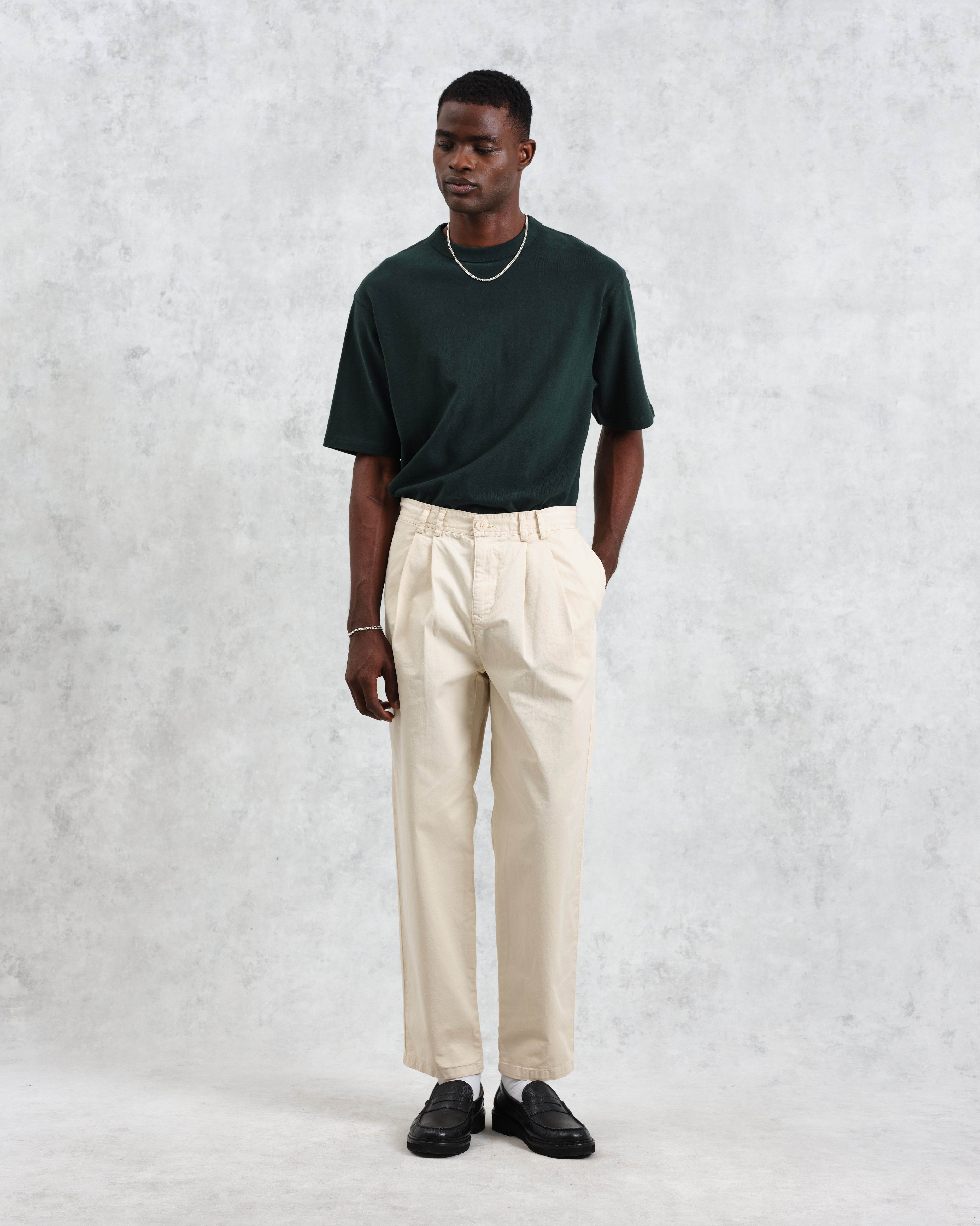 Raleigh - Stone Cotton Pleated Trousers