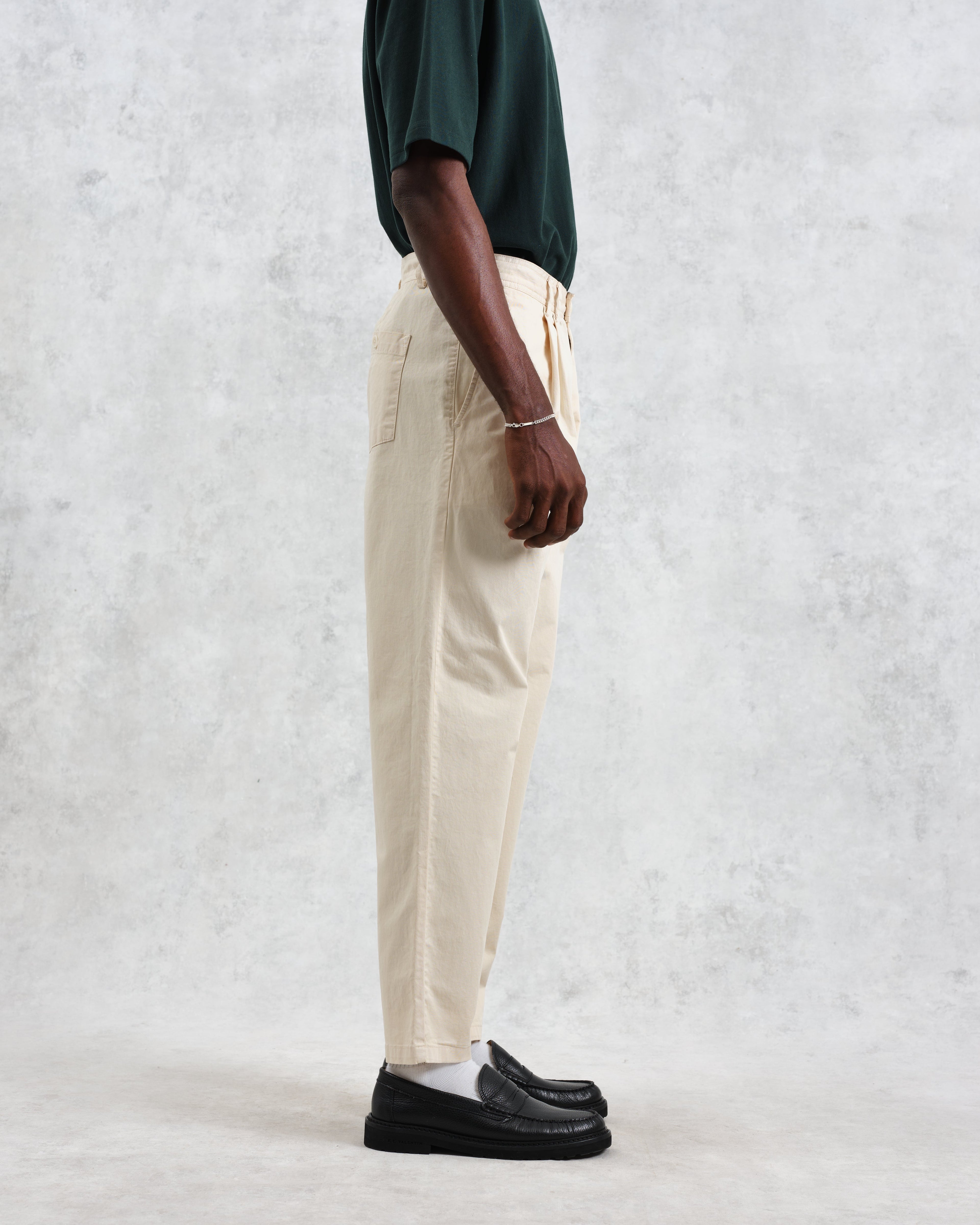 Raleigh - Stone Cotton Pleated Trousers