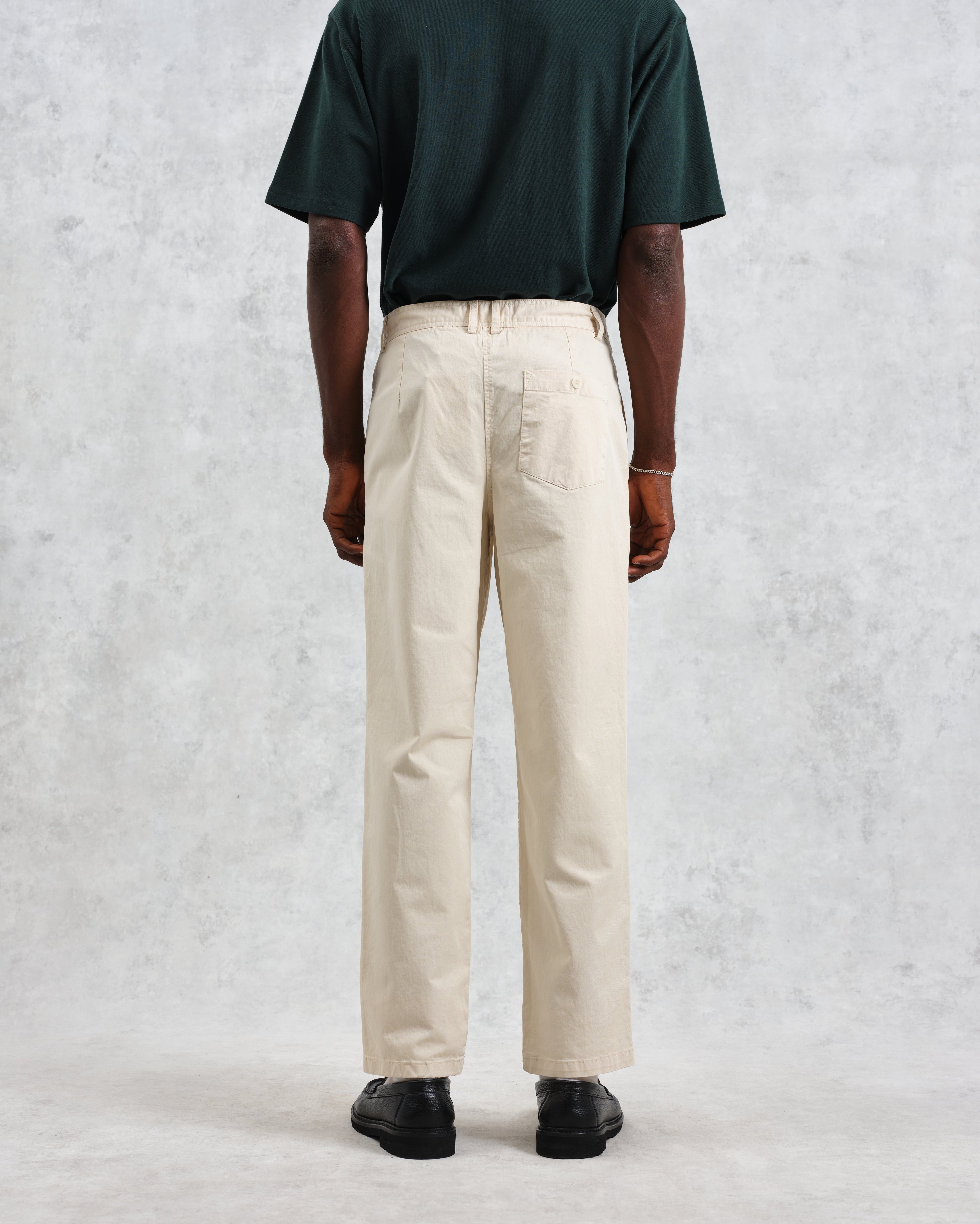 Raleigh - Stone Cotton Pleated Trousers
