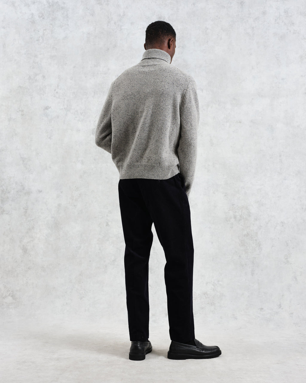 Ridgeway - Grey Donegal Roll Neck Jumper