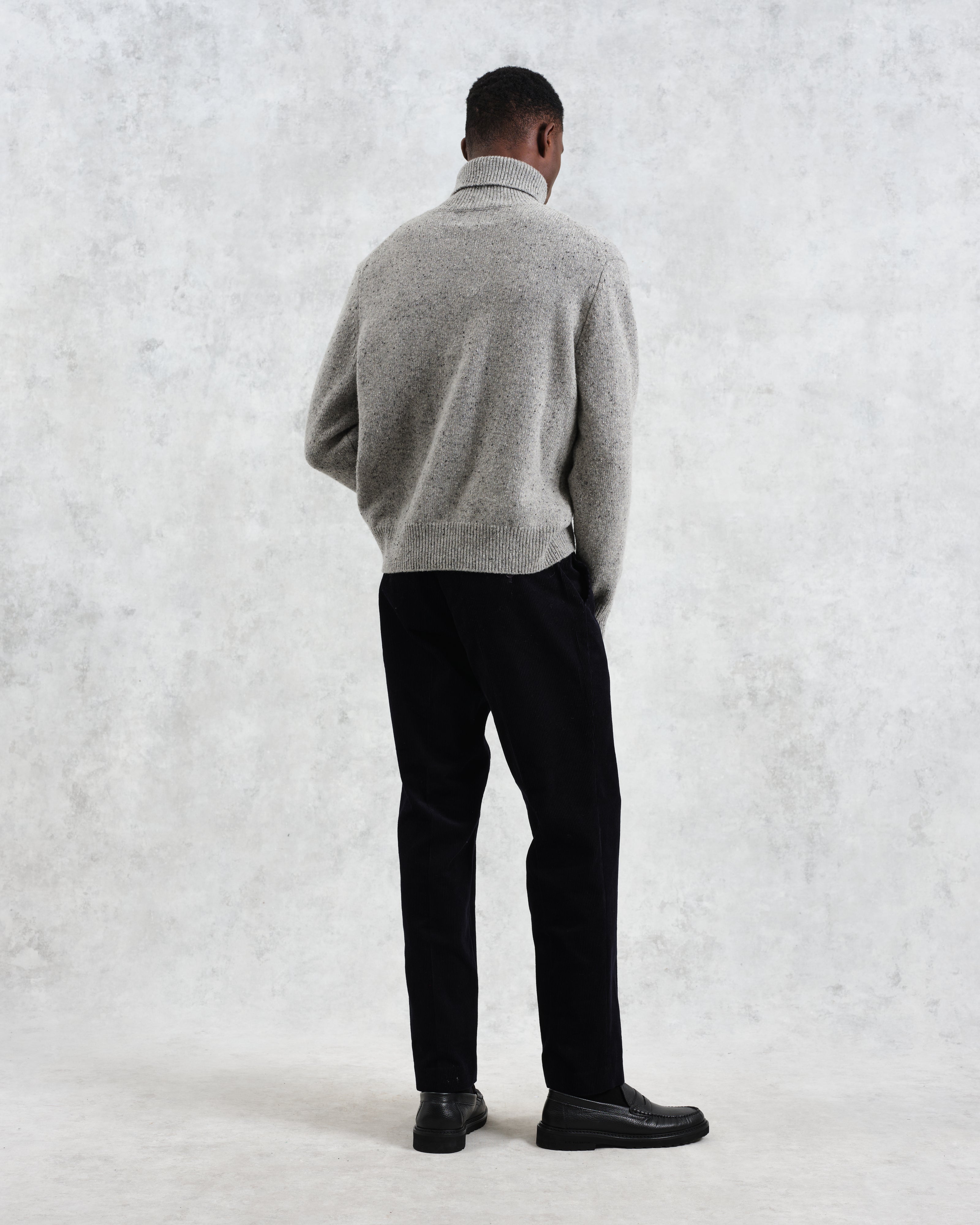 Ridgeway - Grey Donegal Roll Neck Jumper
