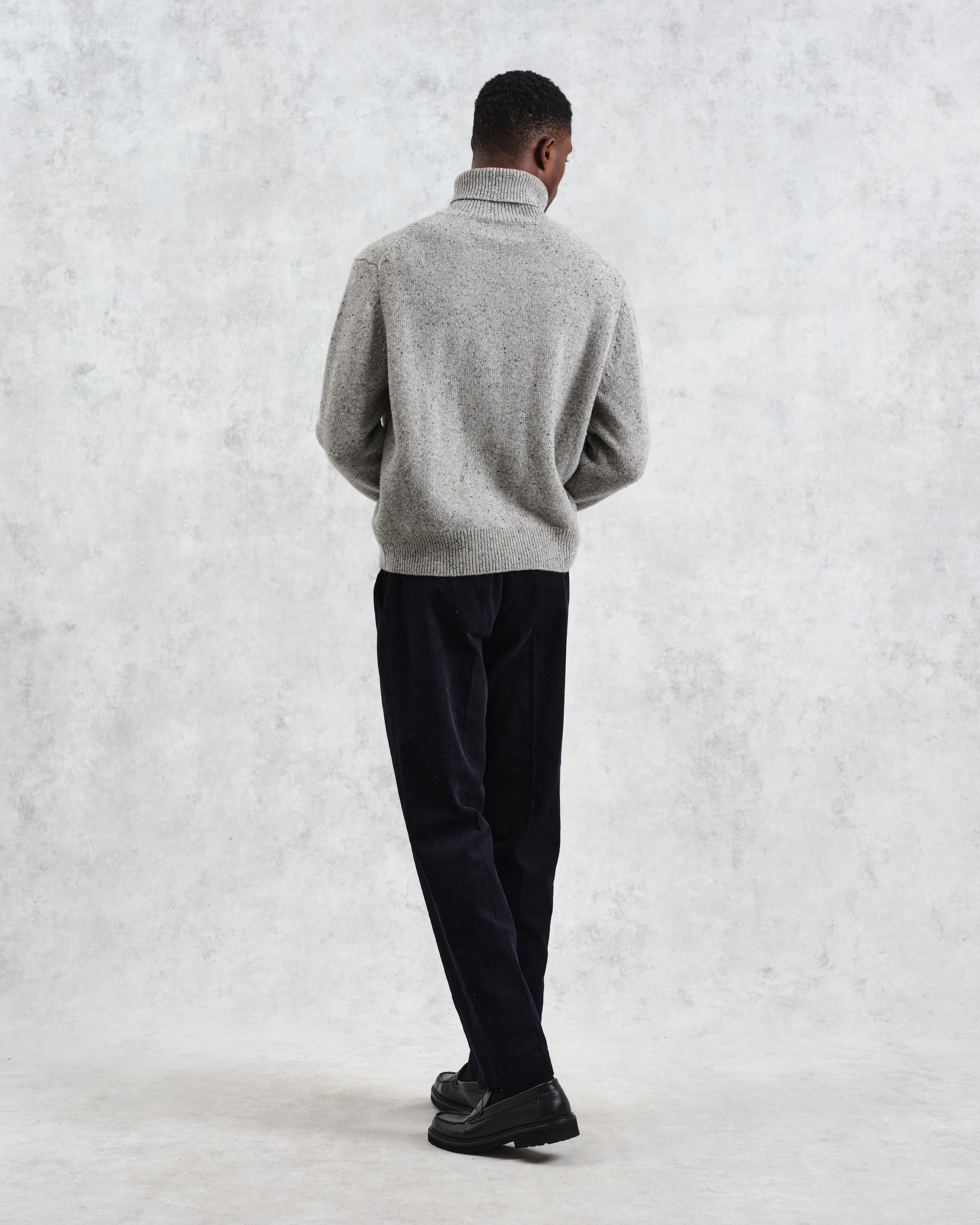 Ridgeway - Grey Donegal Roll Neck Jumper