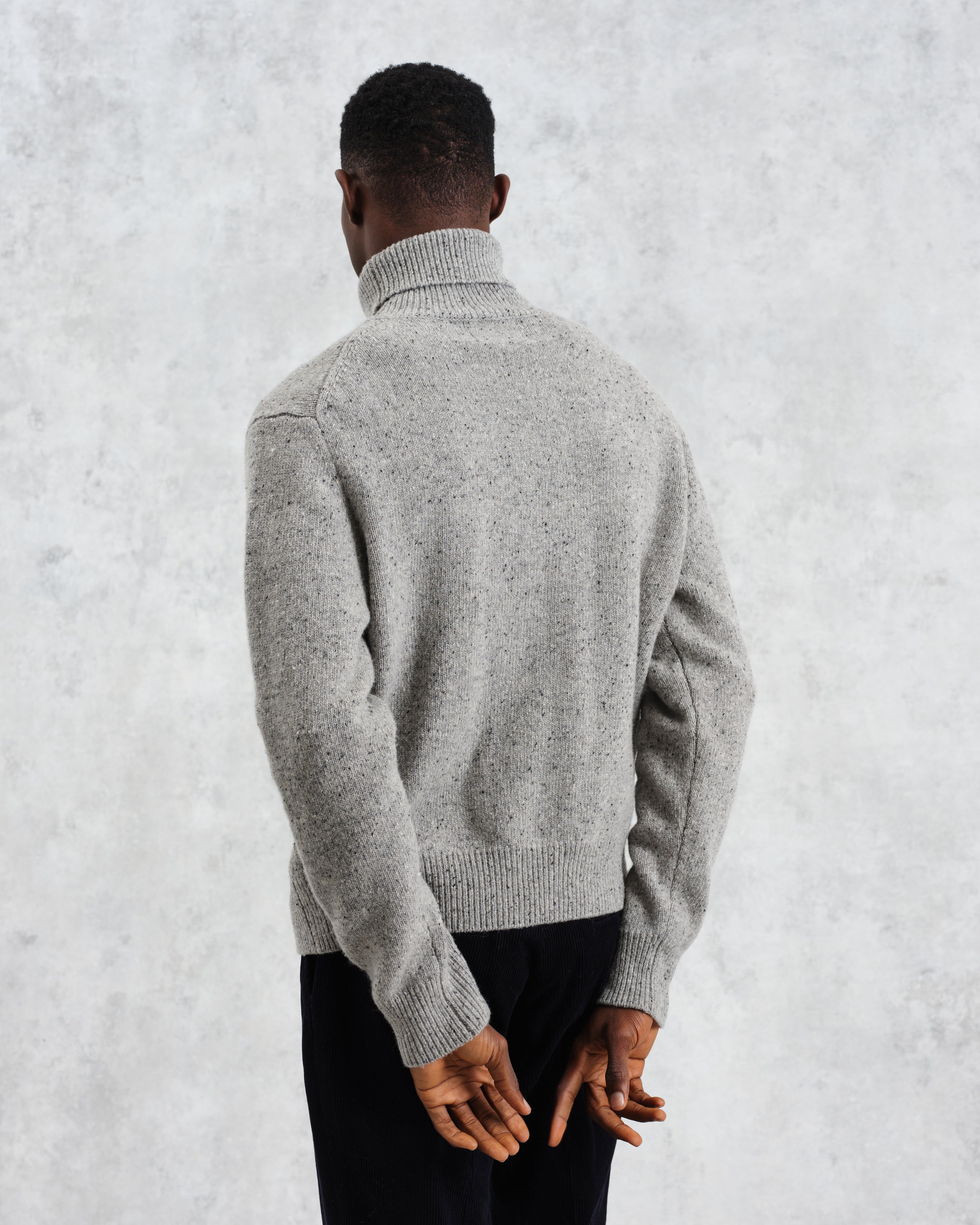 Ridgeway - Grey Donegal Roll Neck Jumper