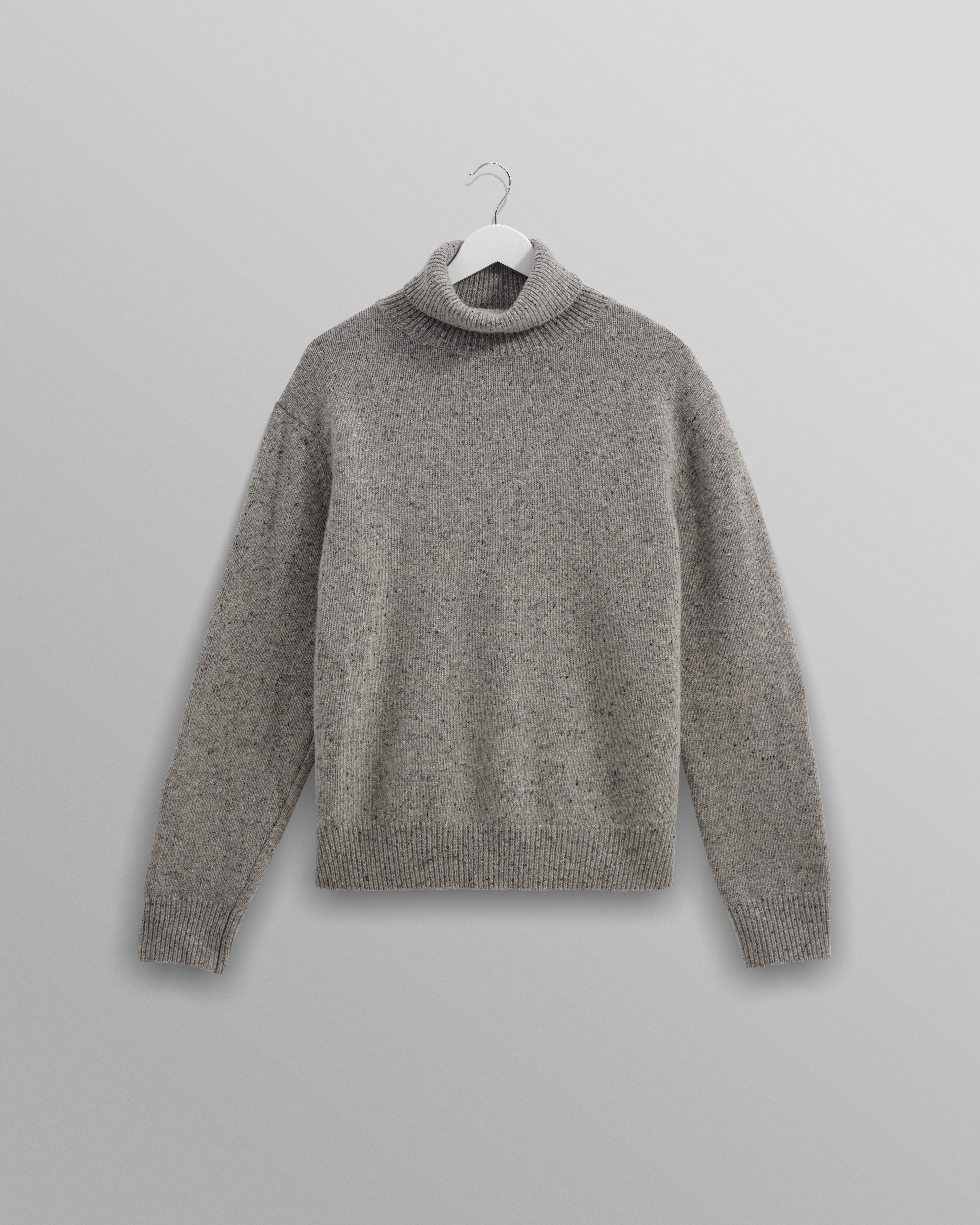Ridgeway - Grey Donegal Roll Neck Jumper
