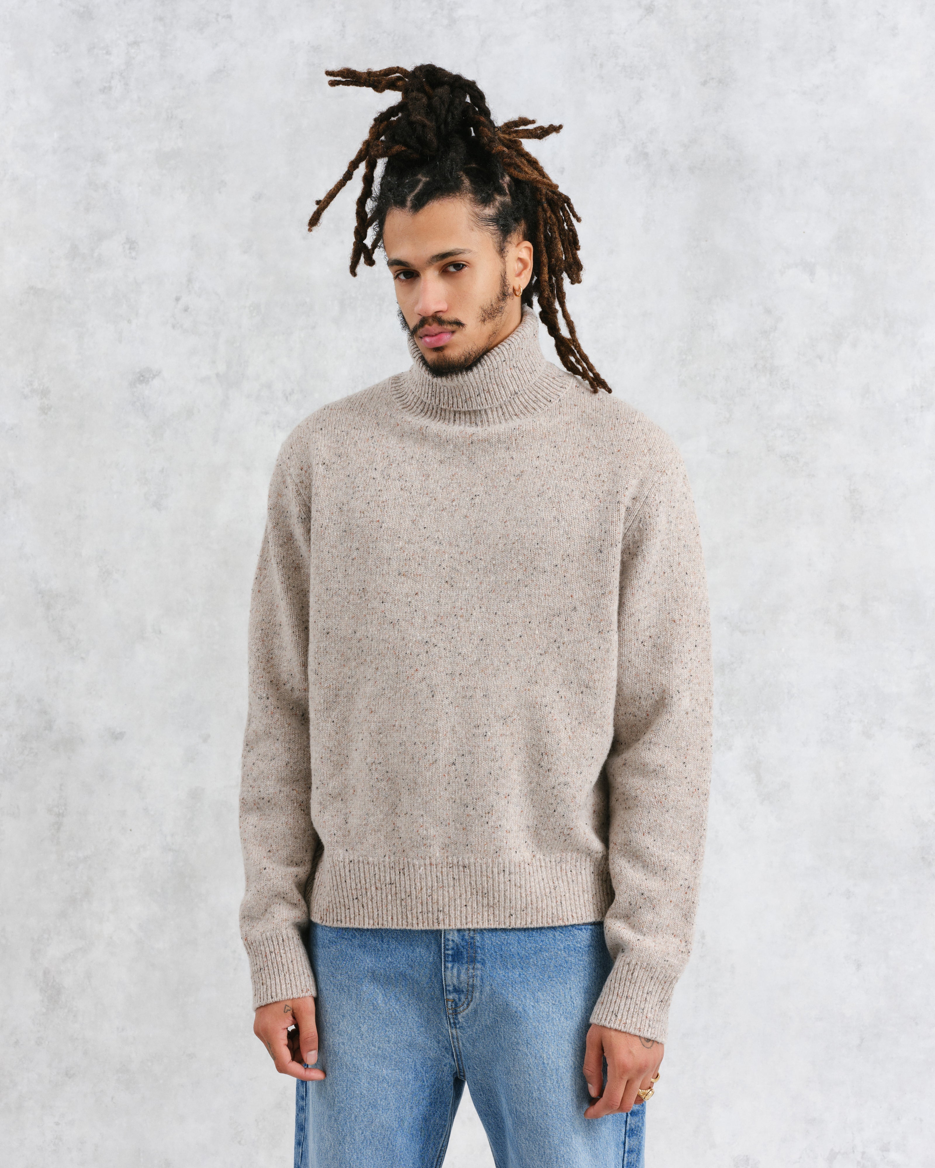 Ridgeway - Natural Donegal Roll Neck Jumper
