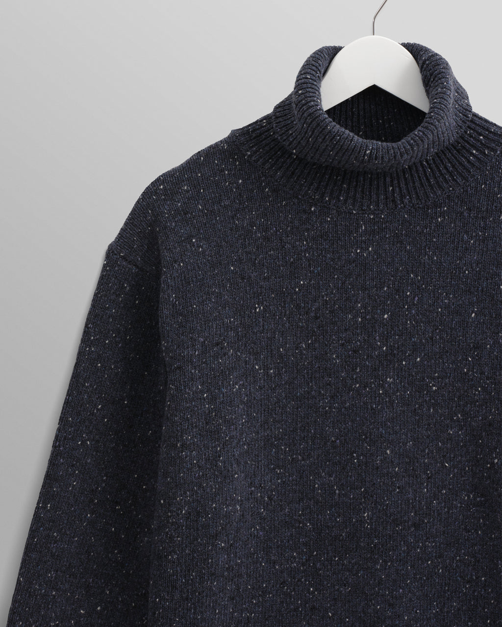 Ridgeway - Petrol Blue Donegal Roll Neck Jumper
