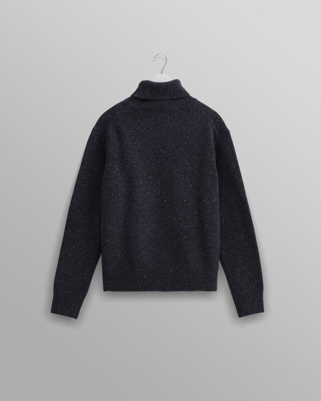 Ridgeway - Petrol Blue Donegal Roll Neck Jumper