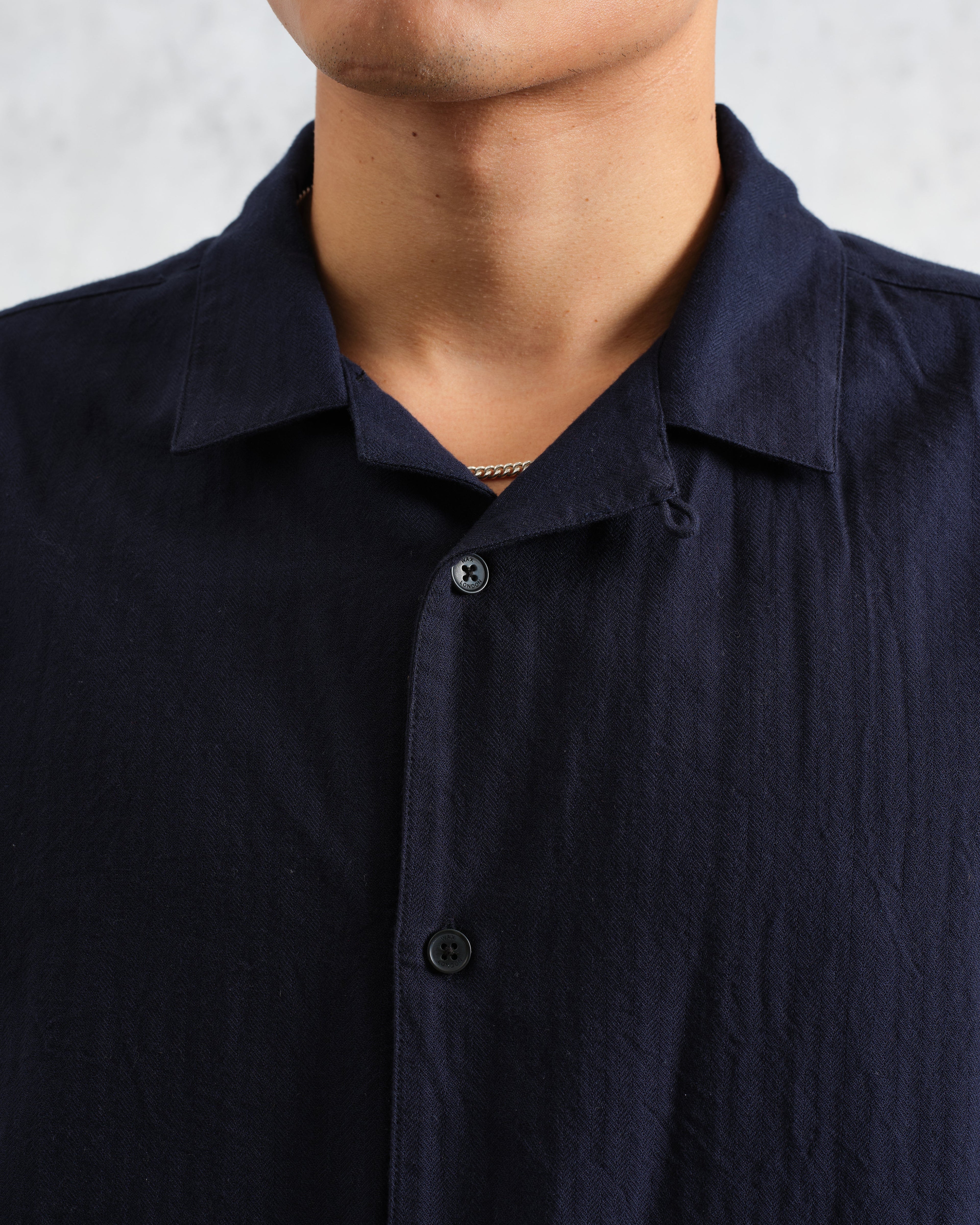 Ripley - Navy Brushed Herringbone Lounge Shirt