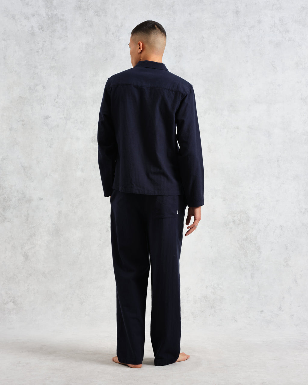 Ripley - Navy Brushed Herringbone Lounge Shirt