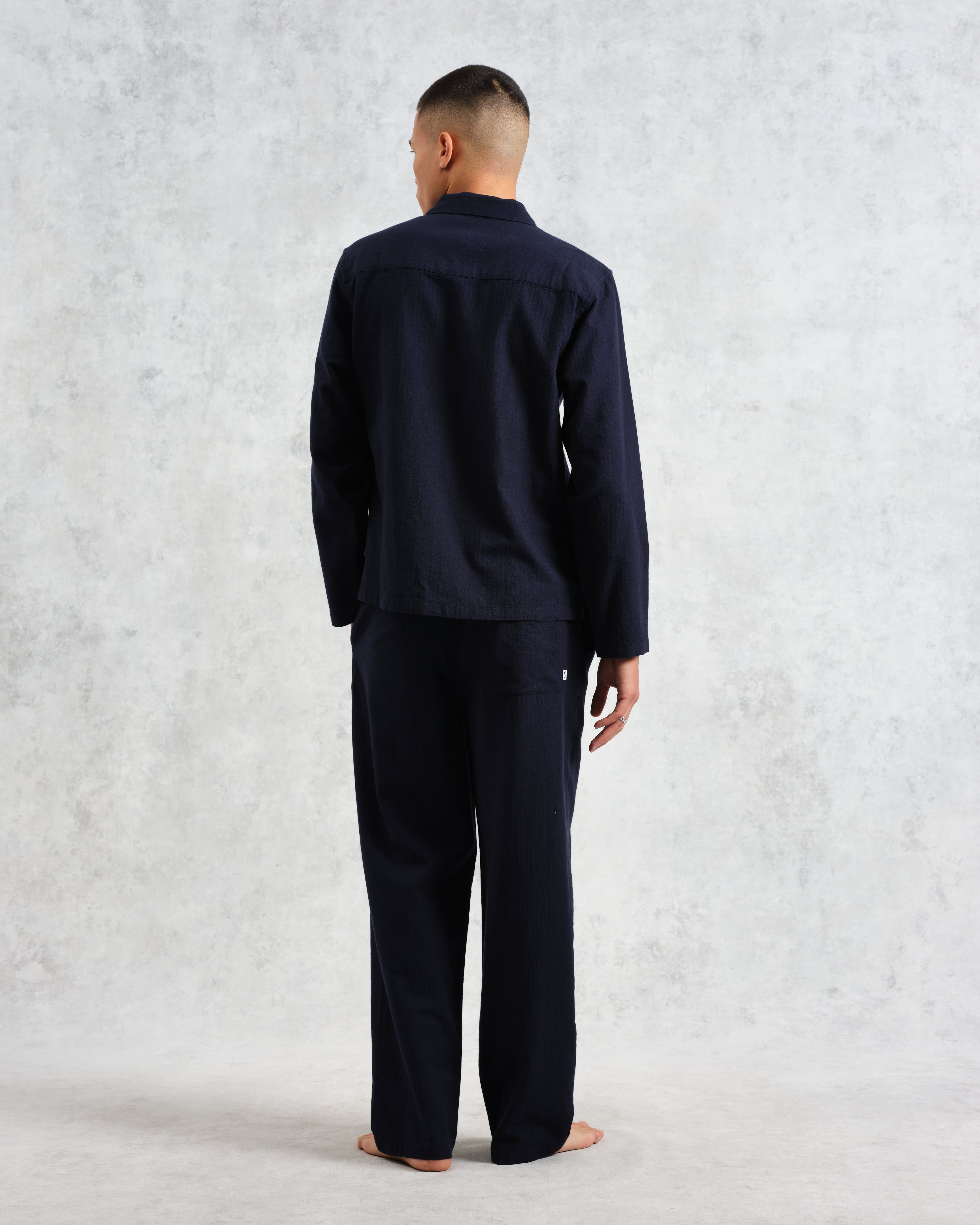 Ripley - Navy Brushed Herringbone Lounge Shirt