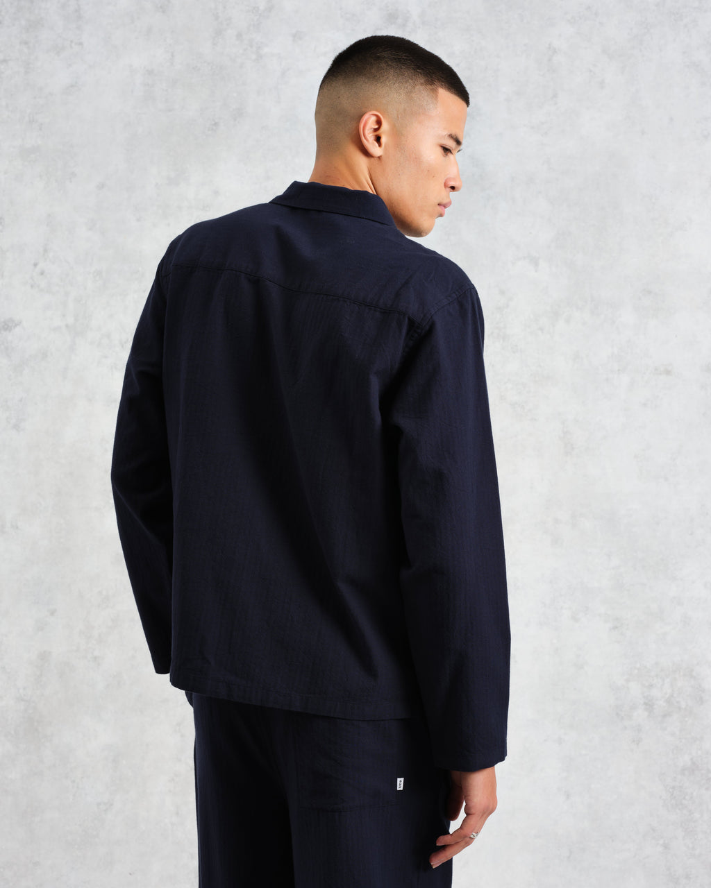 Ripley - Navy Brushed Herringbone Lounge Shirt