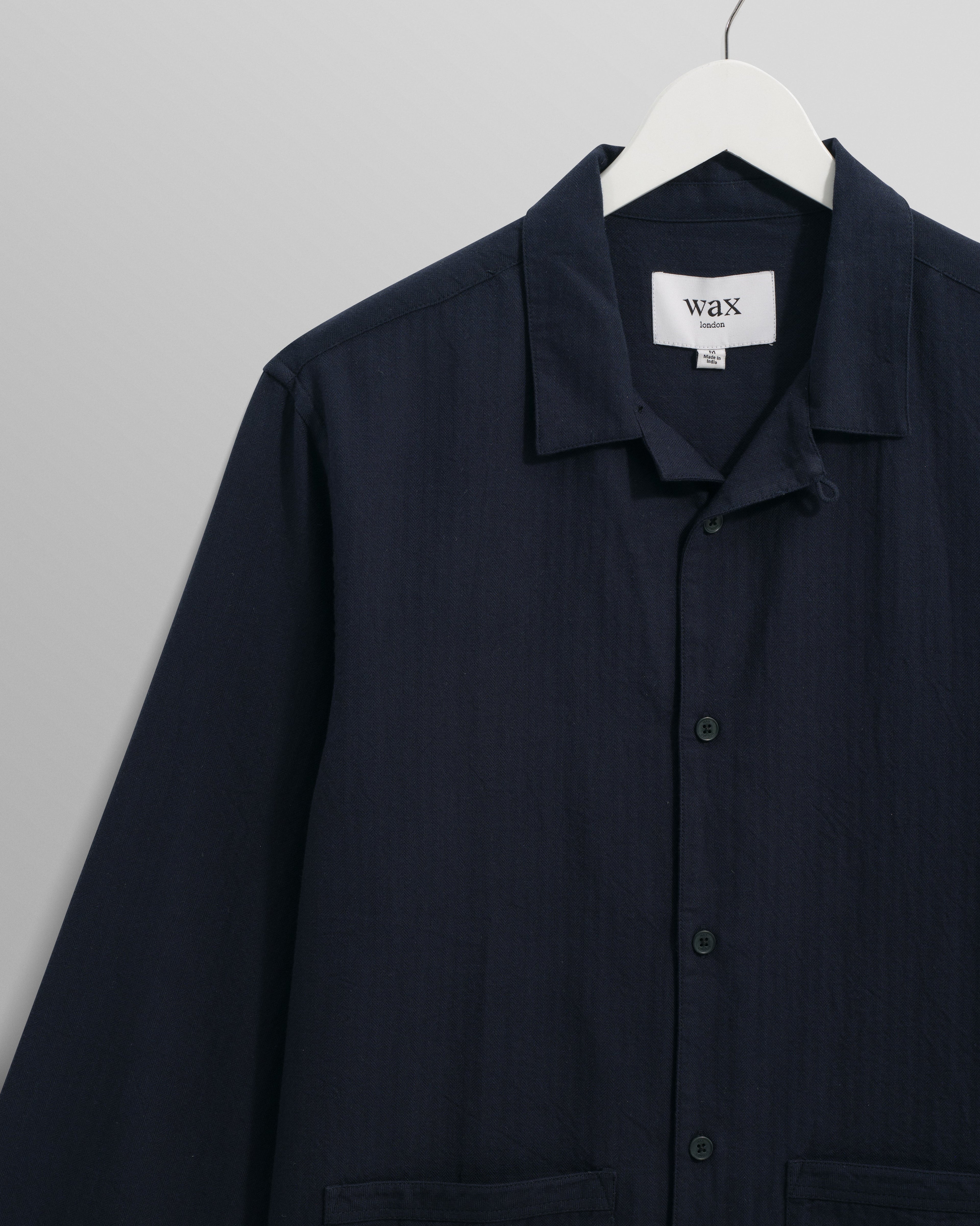 Ripley - Navy Brushed Herringbone Lounge Shirt