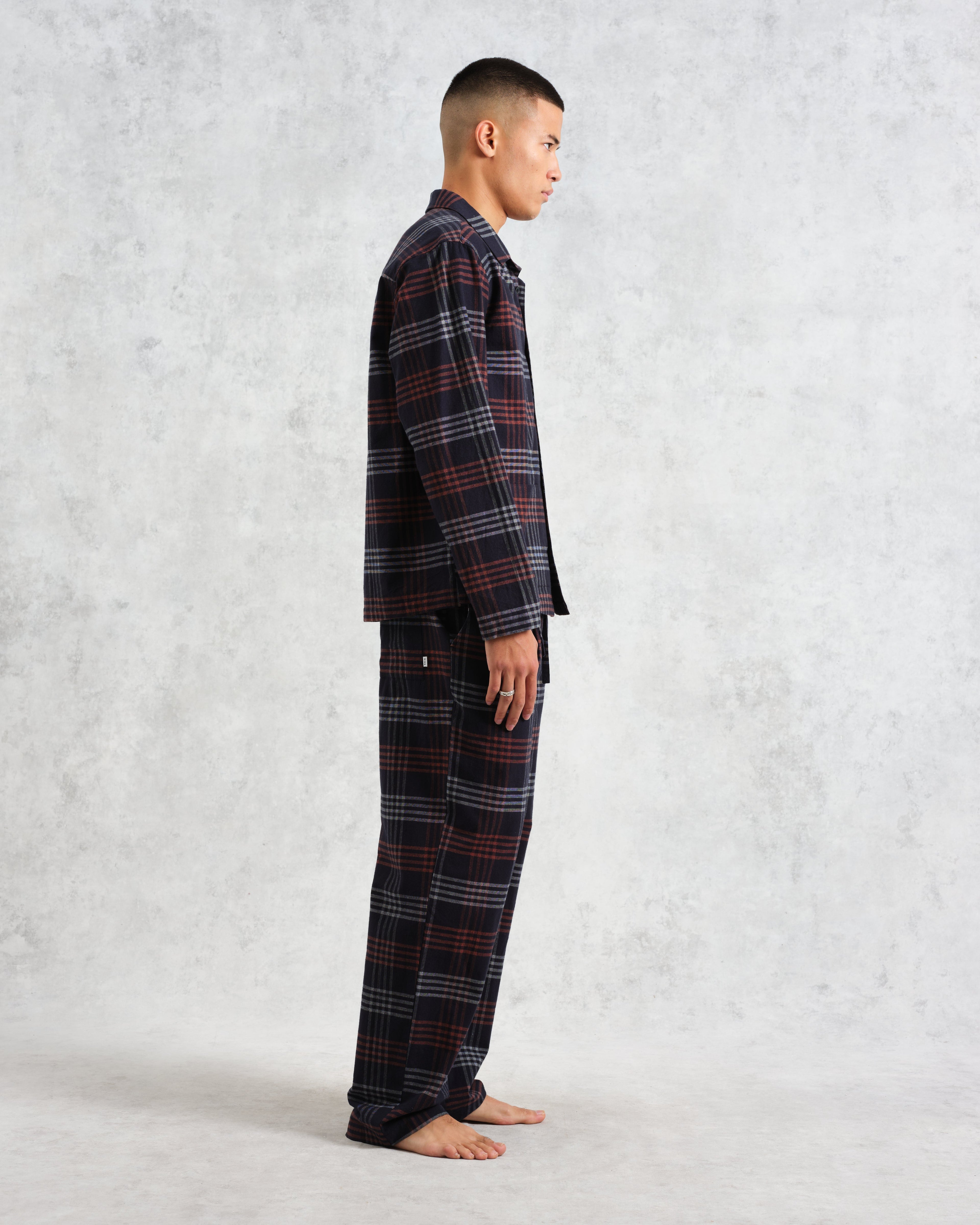 Ripley - Navy And Orange Check Flannel Lounge Shirt