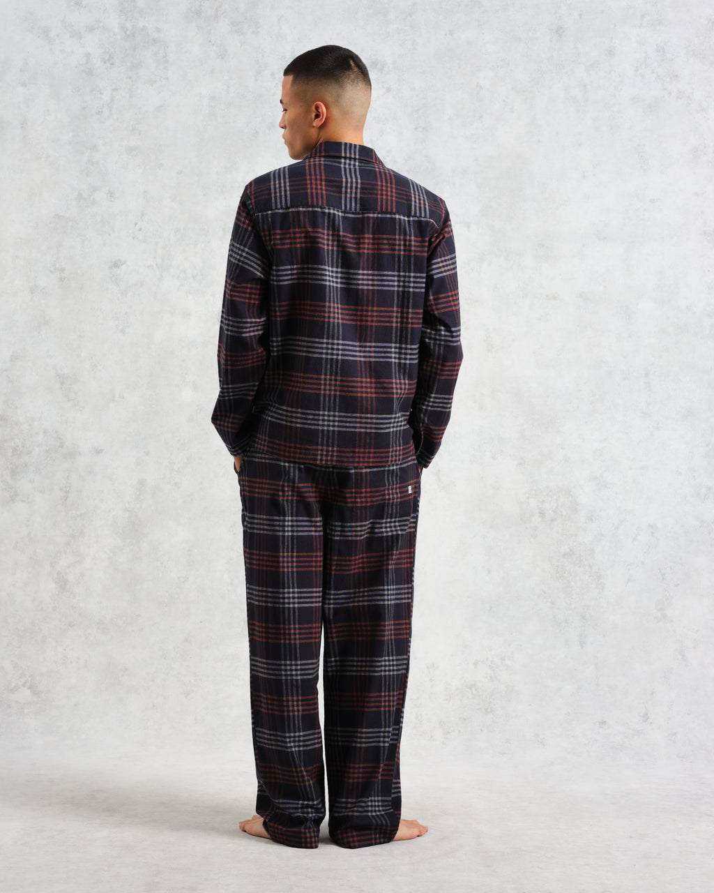 Ripley - Navy And Orange Check Flannel Lounge Shirt