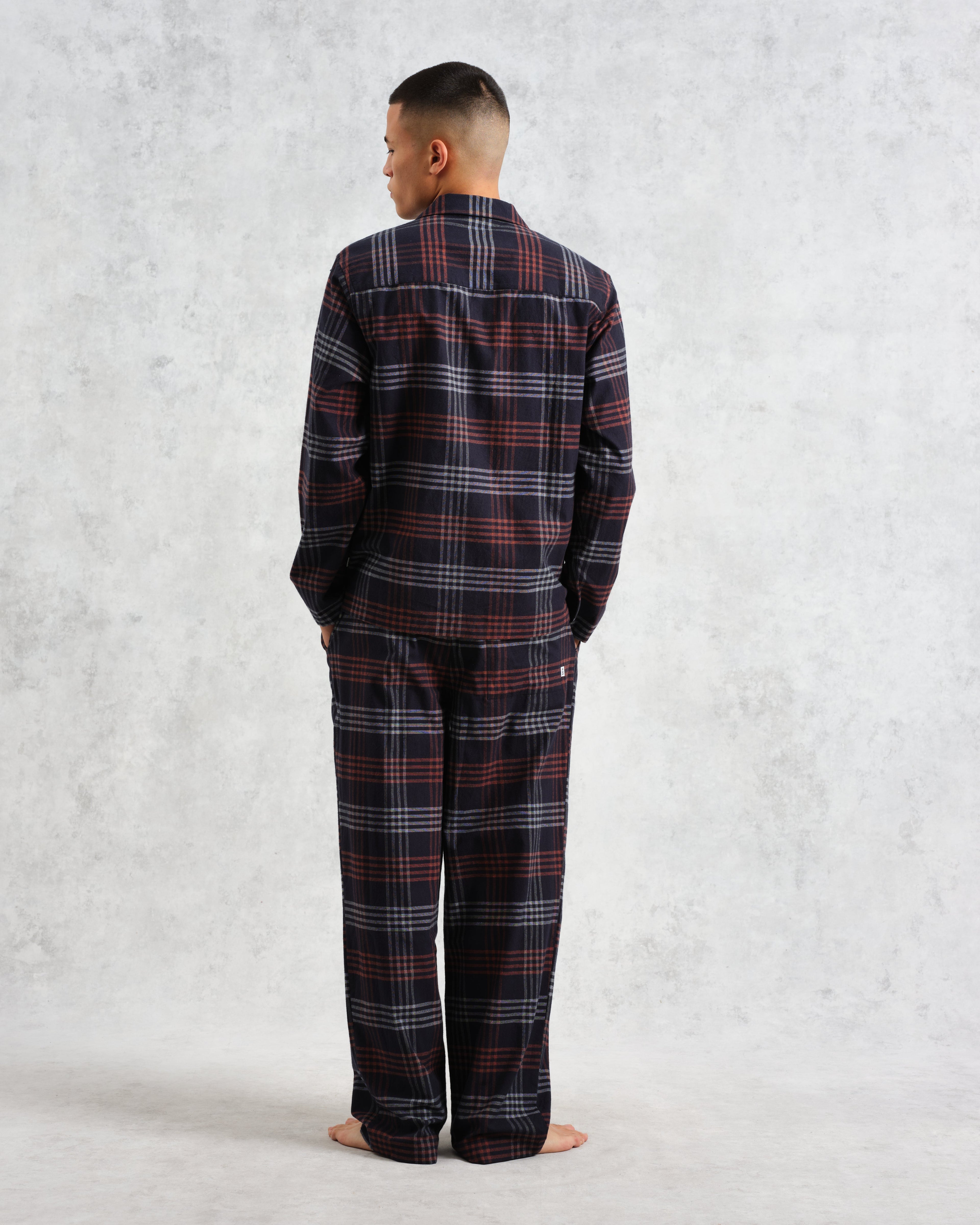 Ripley - Navy And Orange Check Flannel Lounge Shirt