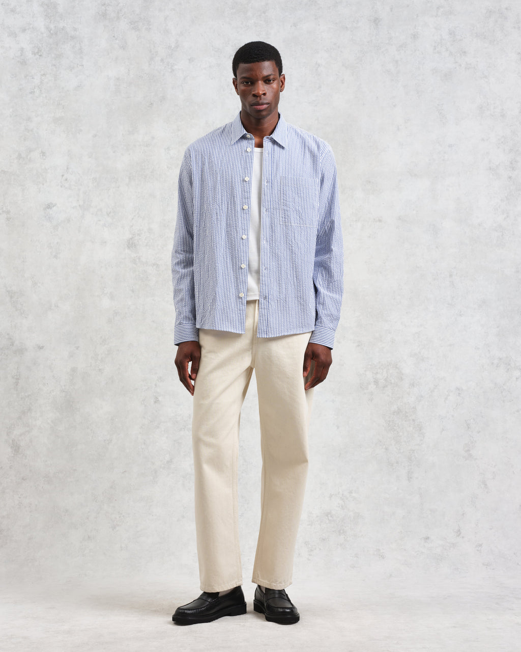 Rove - Blue Striped Cotton Seersucker Shirt