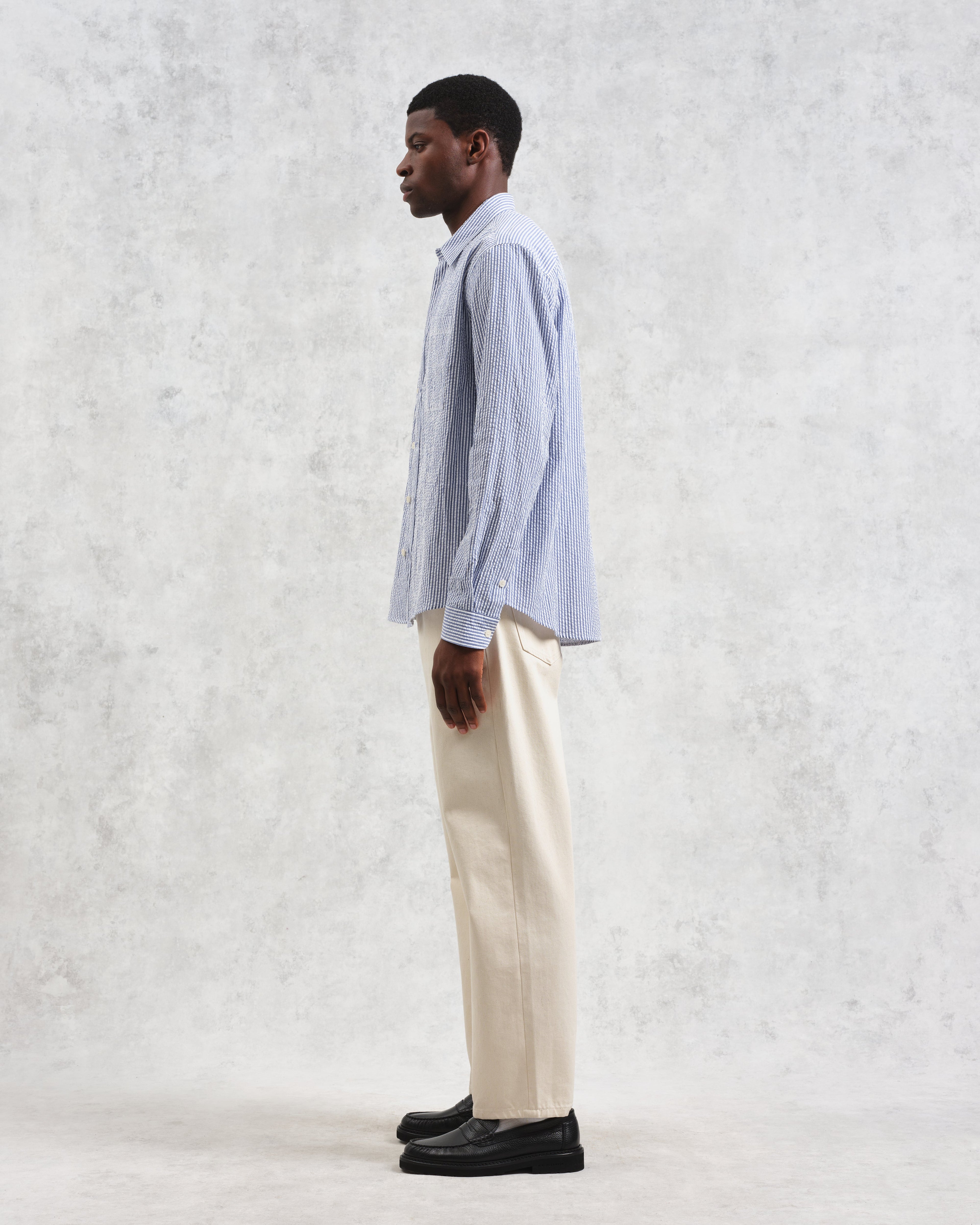 Rove - Blue Striped Cotton Seersucker Shirt