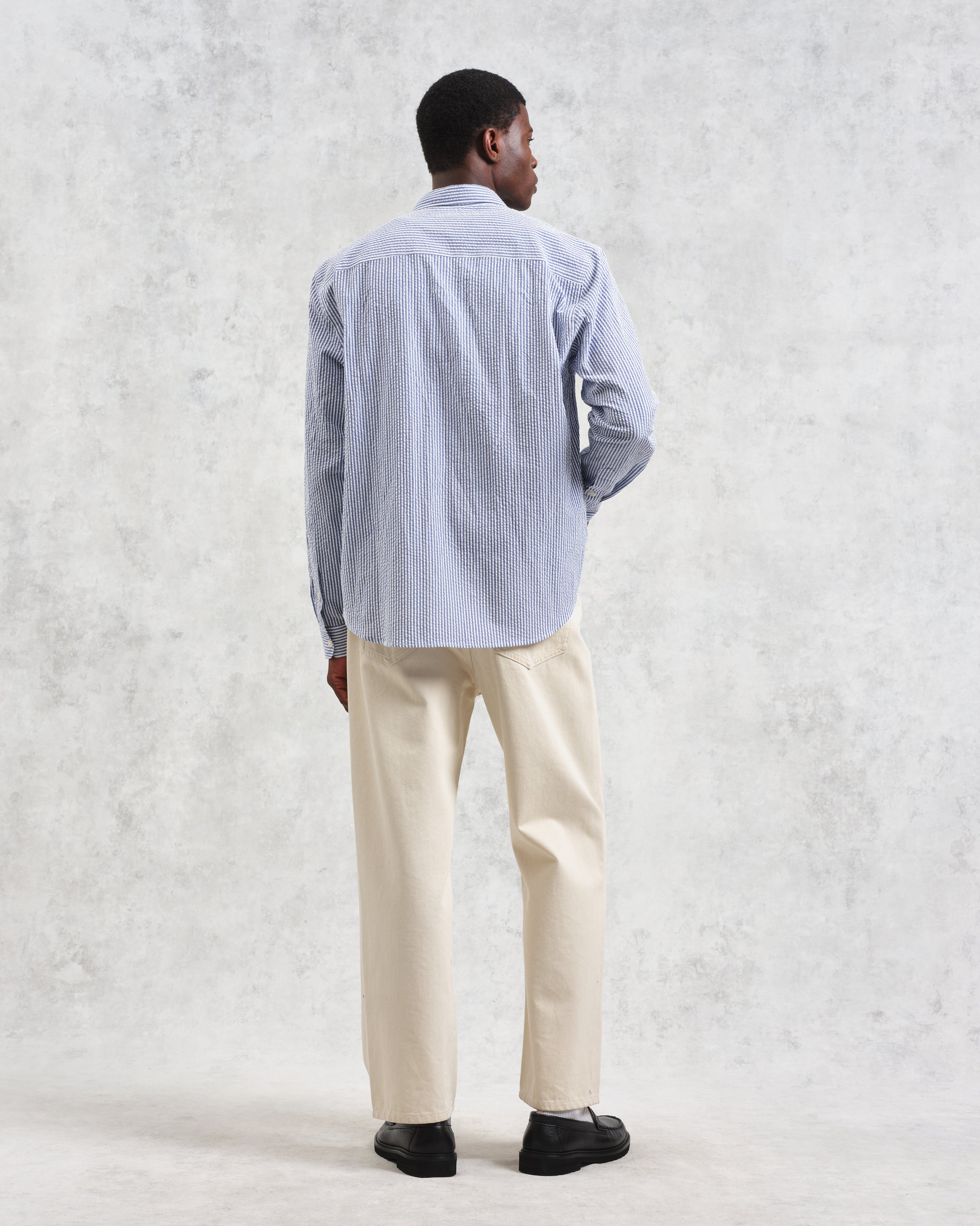 Rove - Blue Striped Cotton Seersucker Shirt