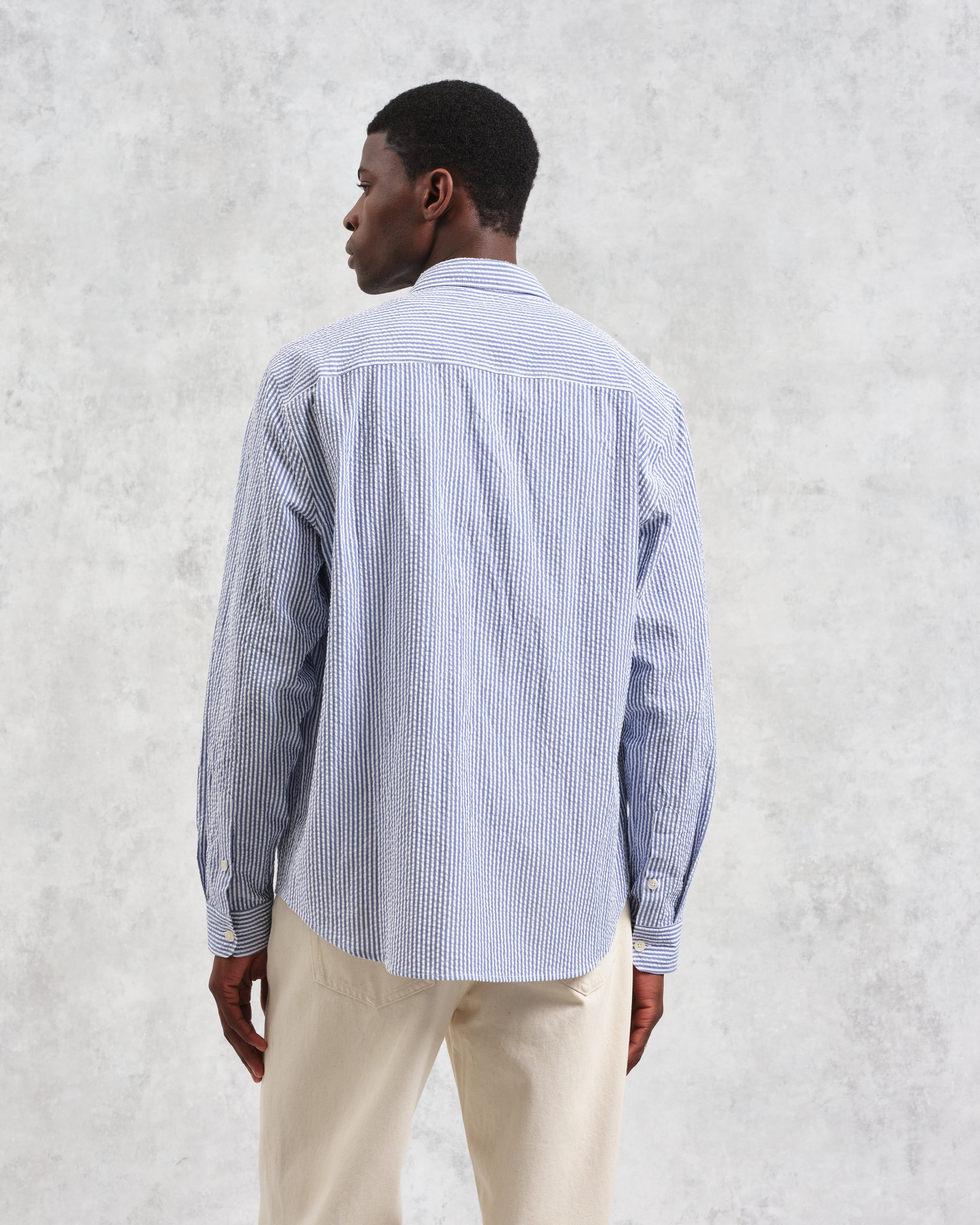 Rove - Blue Striped Cotton Seersucker Shirt