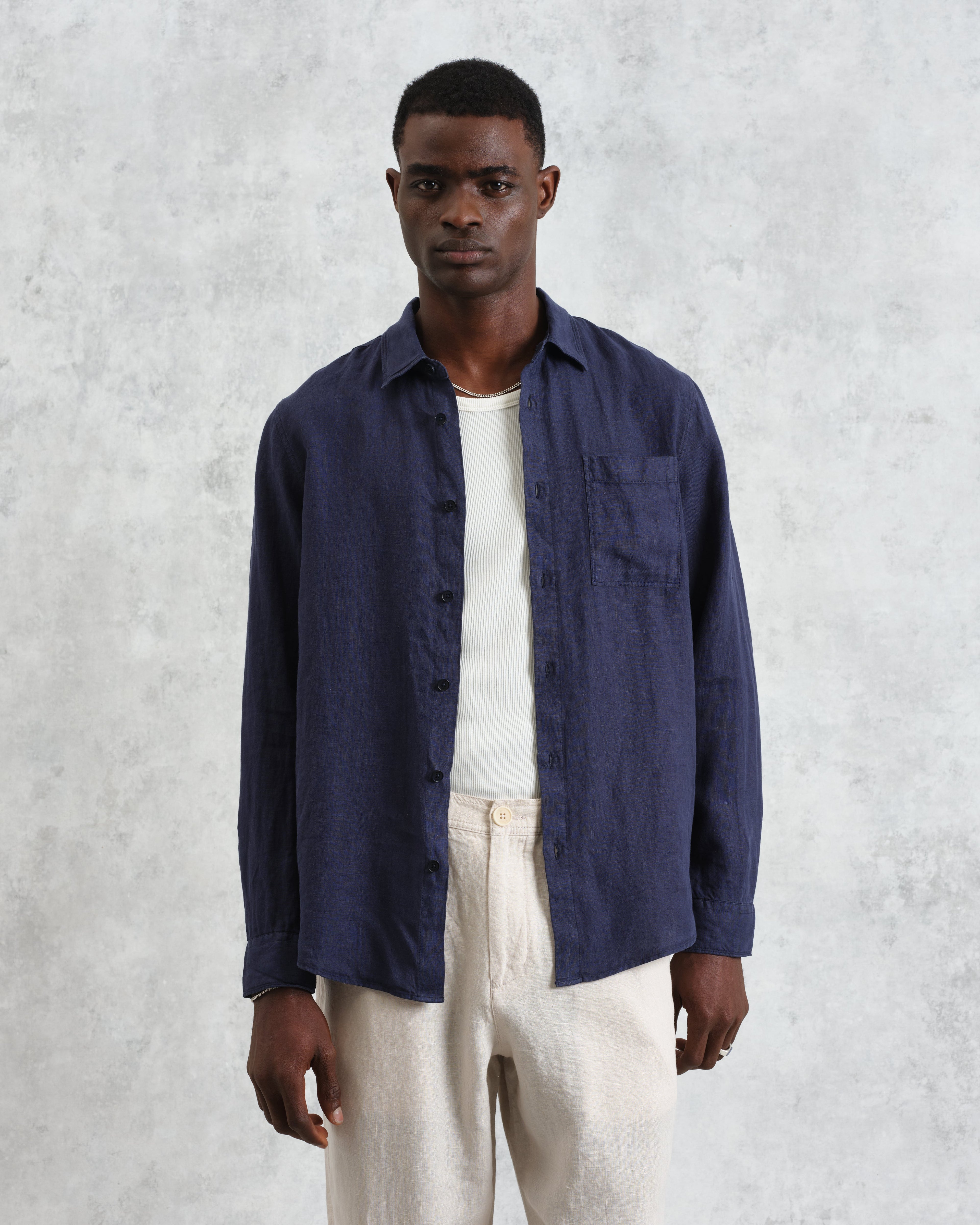 Rove - Navy Linen Shirt