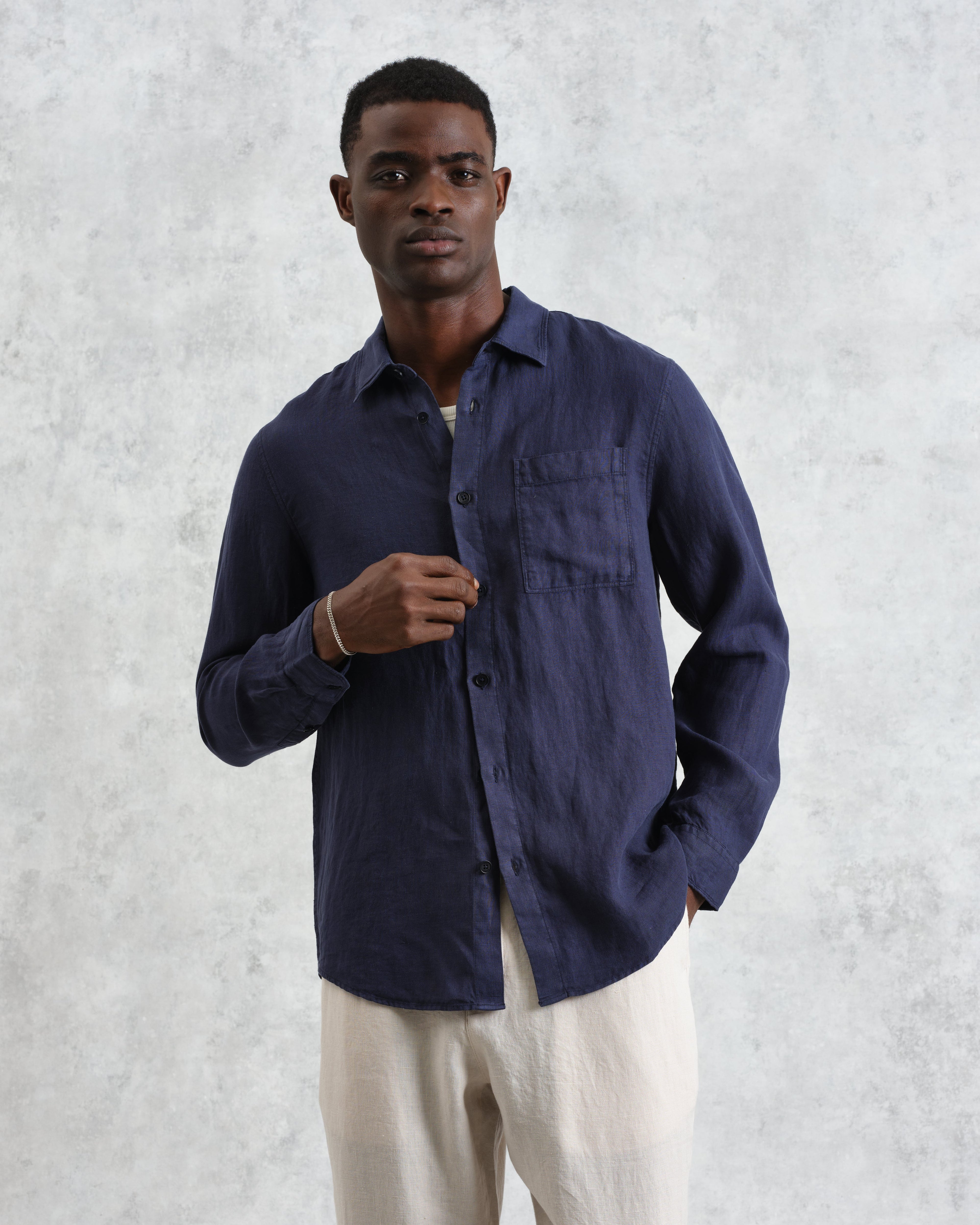 Rove - Navy Linen Shirt