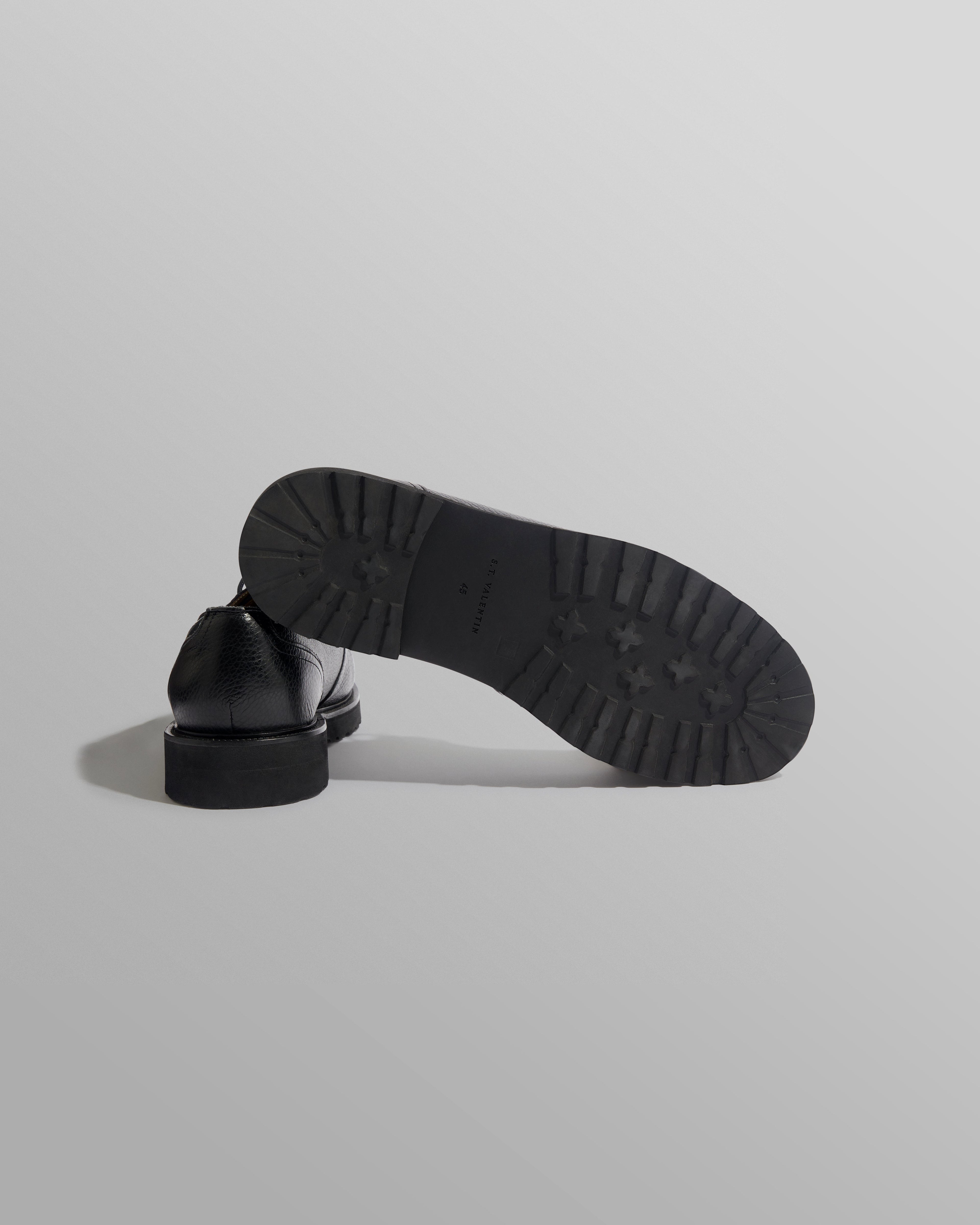 S.T. Valentin - Black Grained Leather Deck Shoes