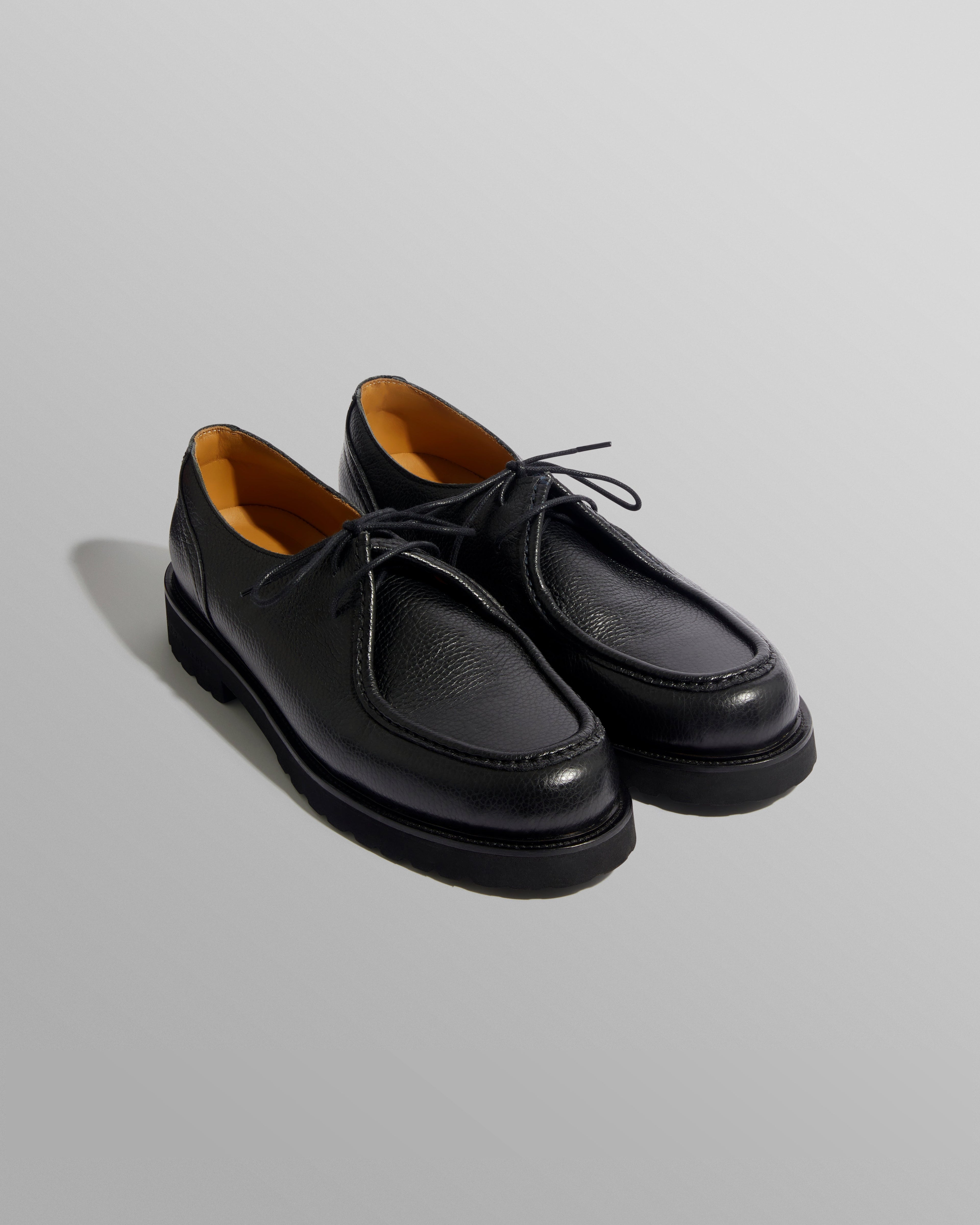 S.T. Valentin - Black Grained Leather Deck Shoes