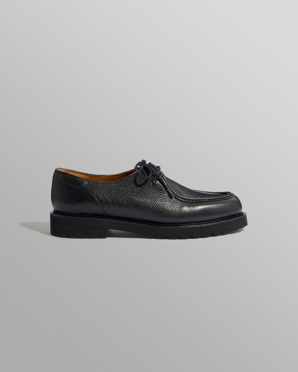 S.T. Valentin - Black Grained Leather Deck Shoes