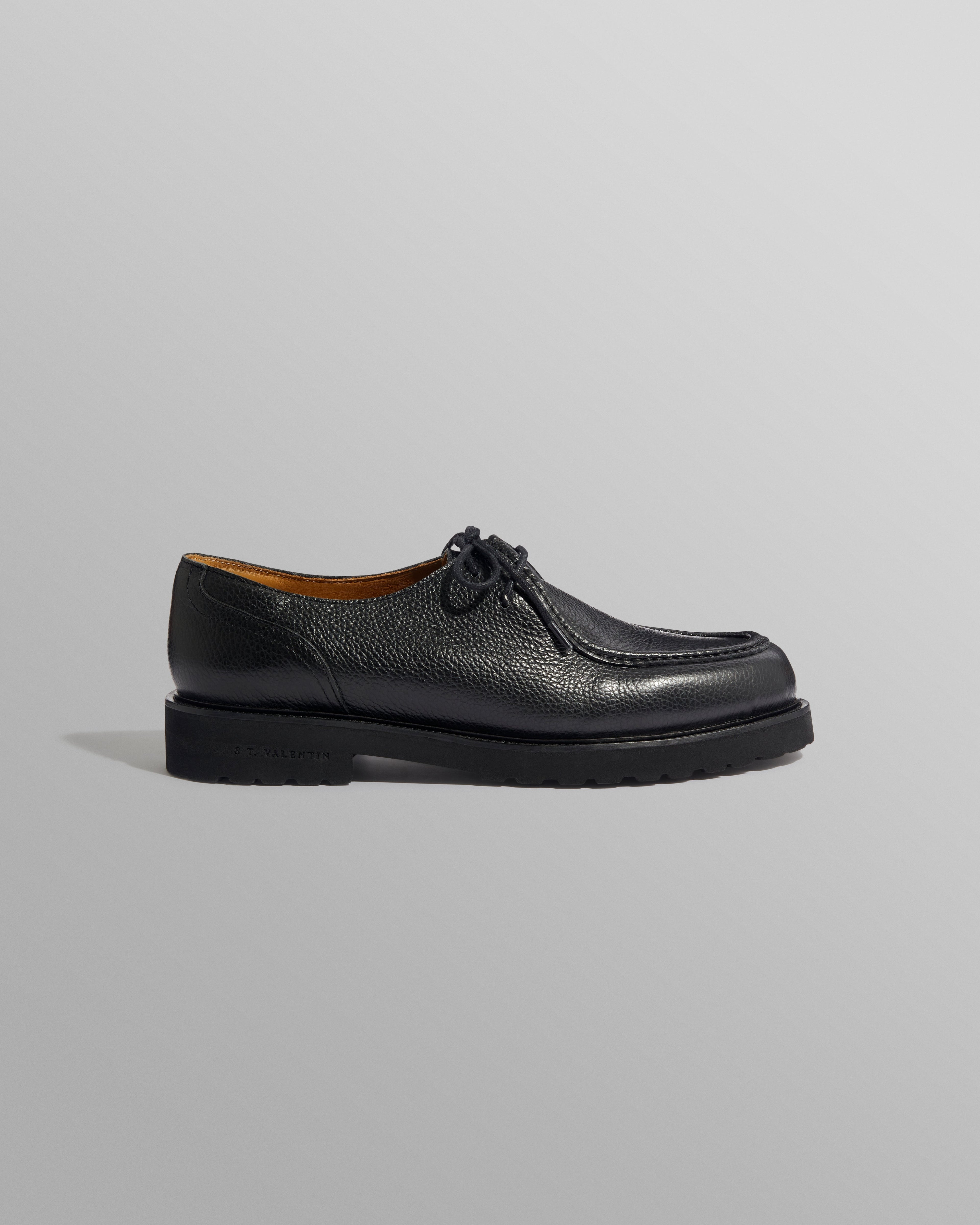 S.T. Valentin - Black Grained Leather Deck Shoes