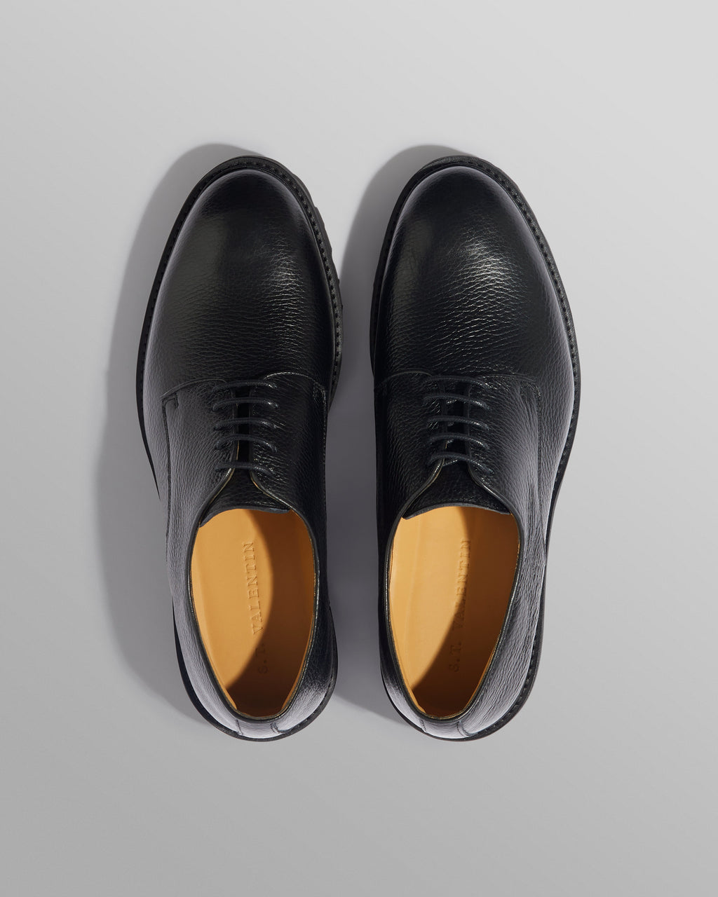 S.T. Valentin - Black Grained Leather Derby Shoes