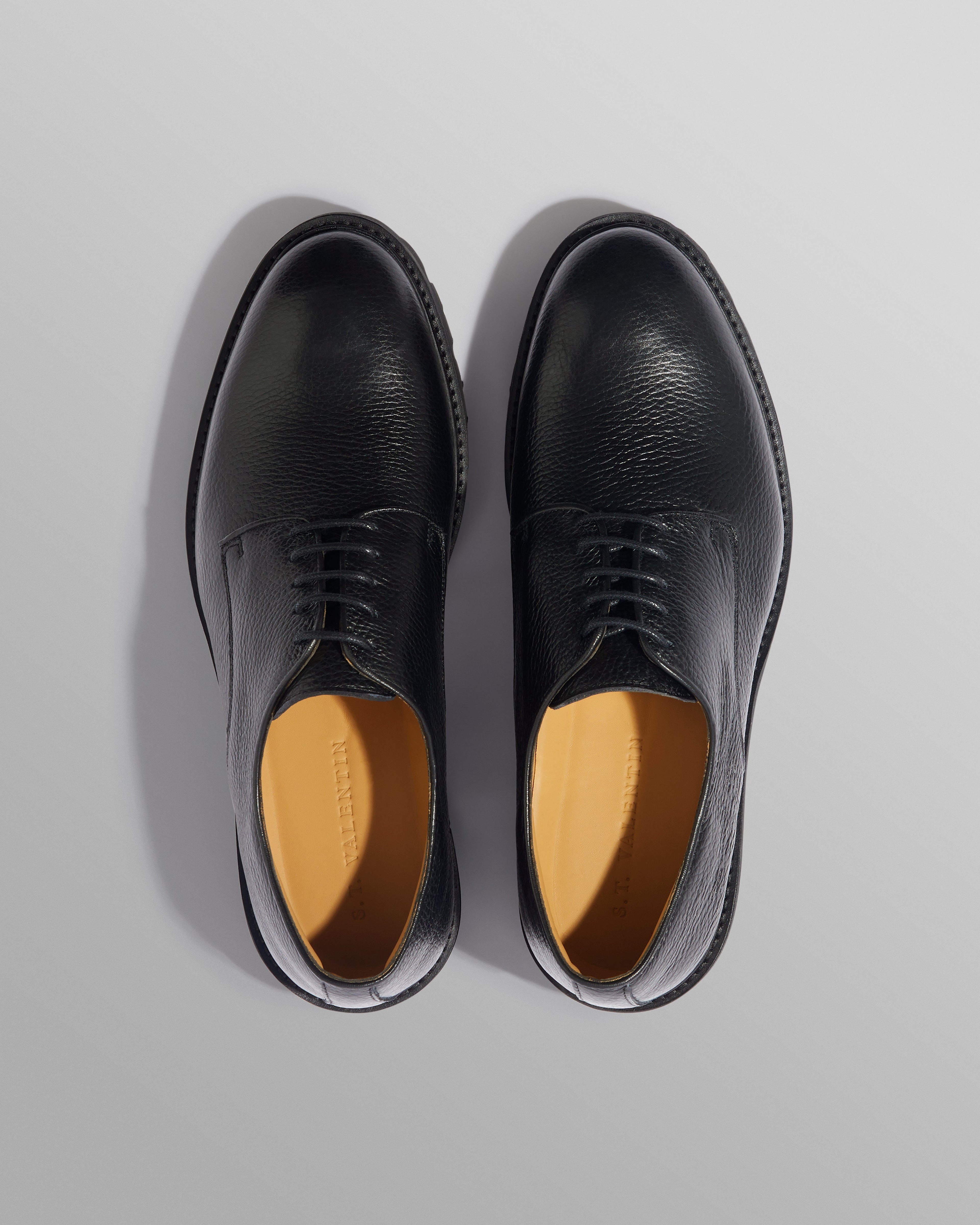 S.T. Valentin - Black Grained Leather Derby Shoes