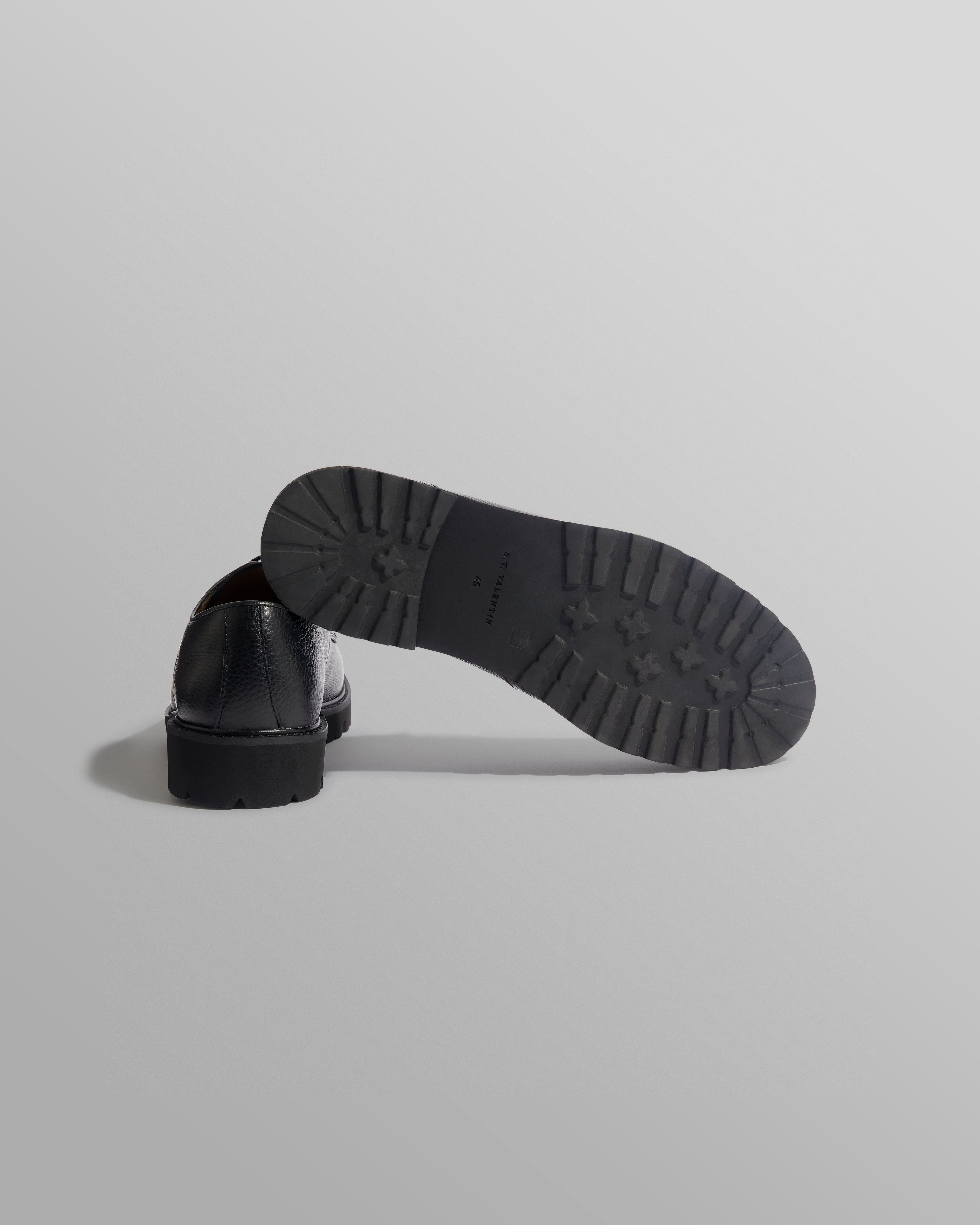S.T. Valentin - Black Grained Leather Derby Shoes