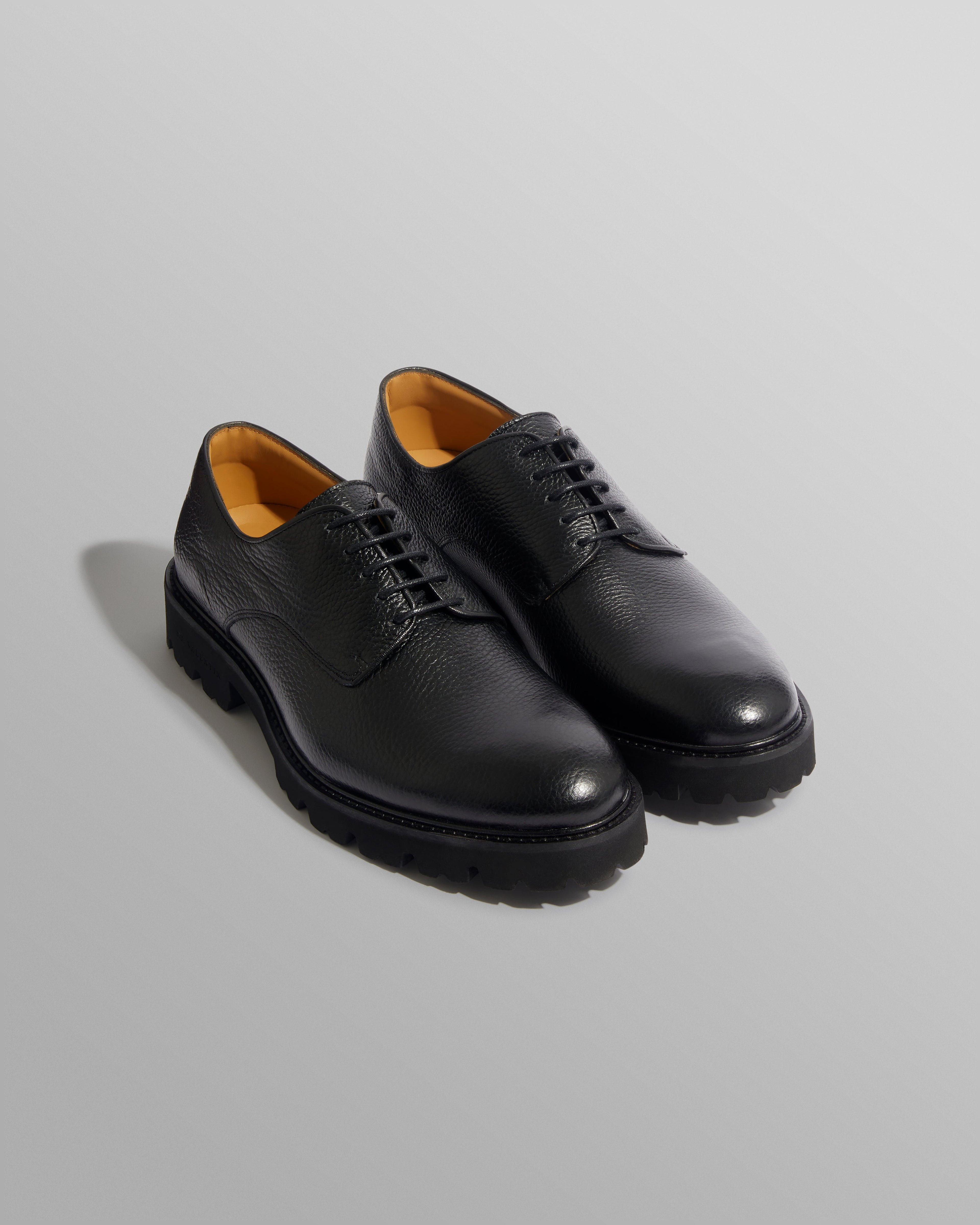 S.T. Valentin - Black Grained Leather Derby Shoes