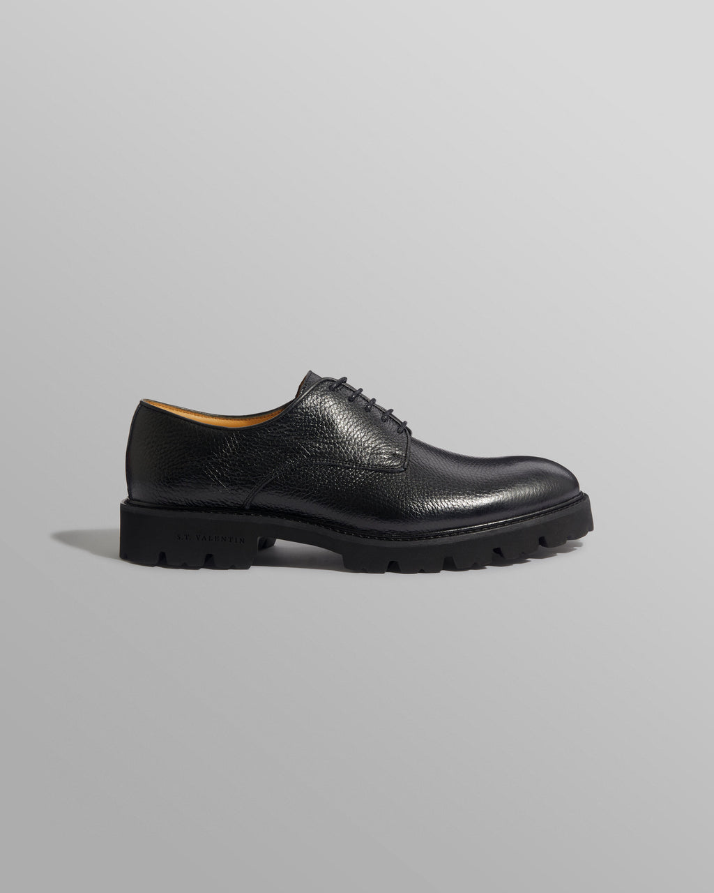 S.T. Valentin - Black Grained Leather Derby Shoes