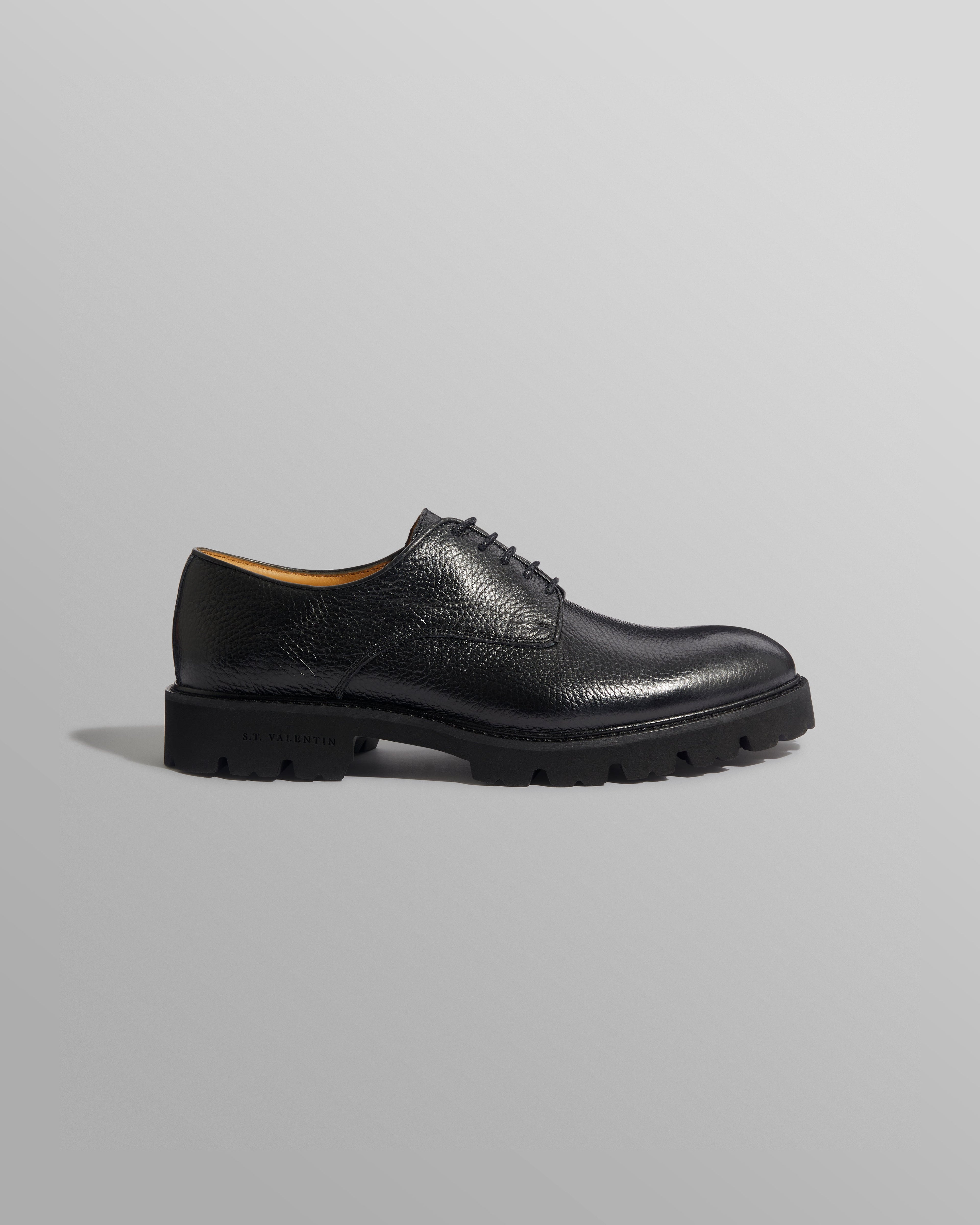 S.T. Valentin - Black Grained Leather Derby Shoes