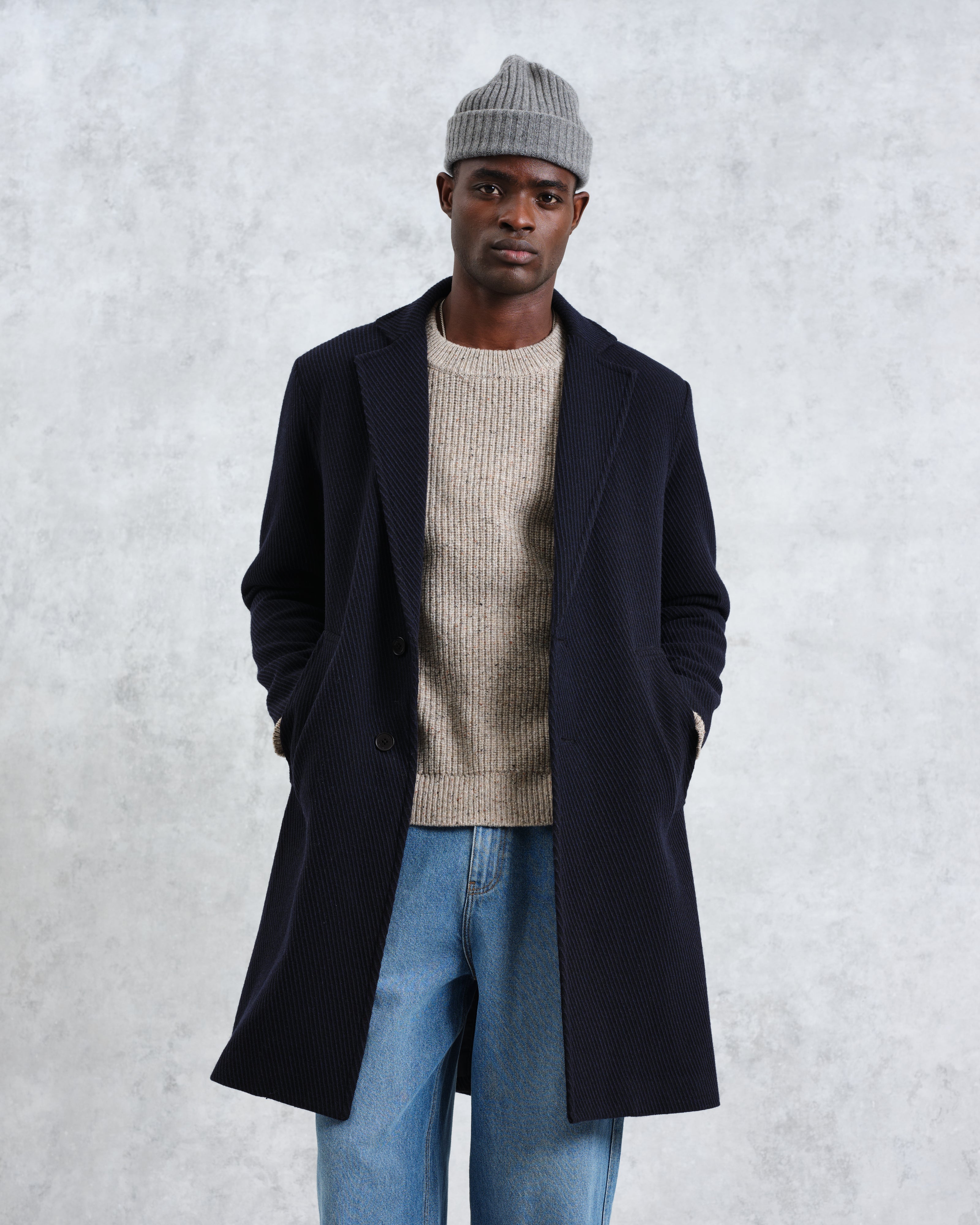 Sasso - Navy Twill Wool Coat
