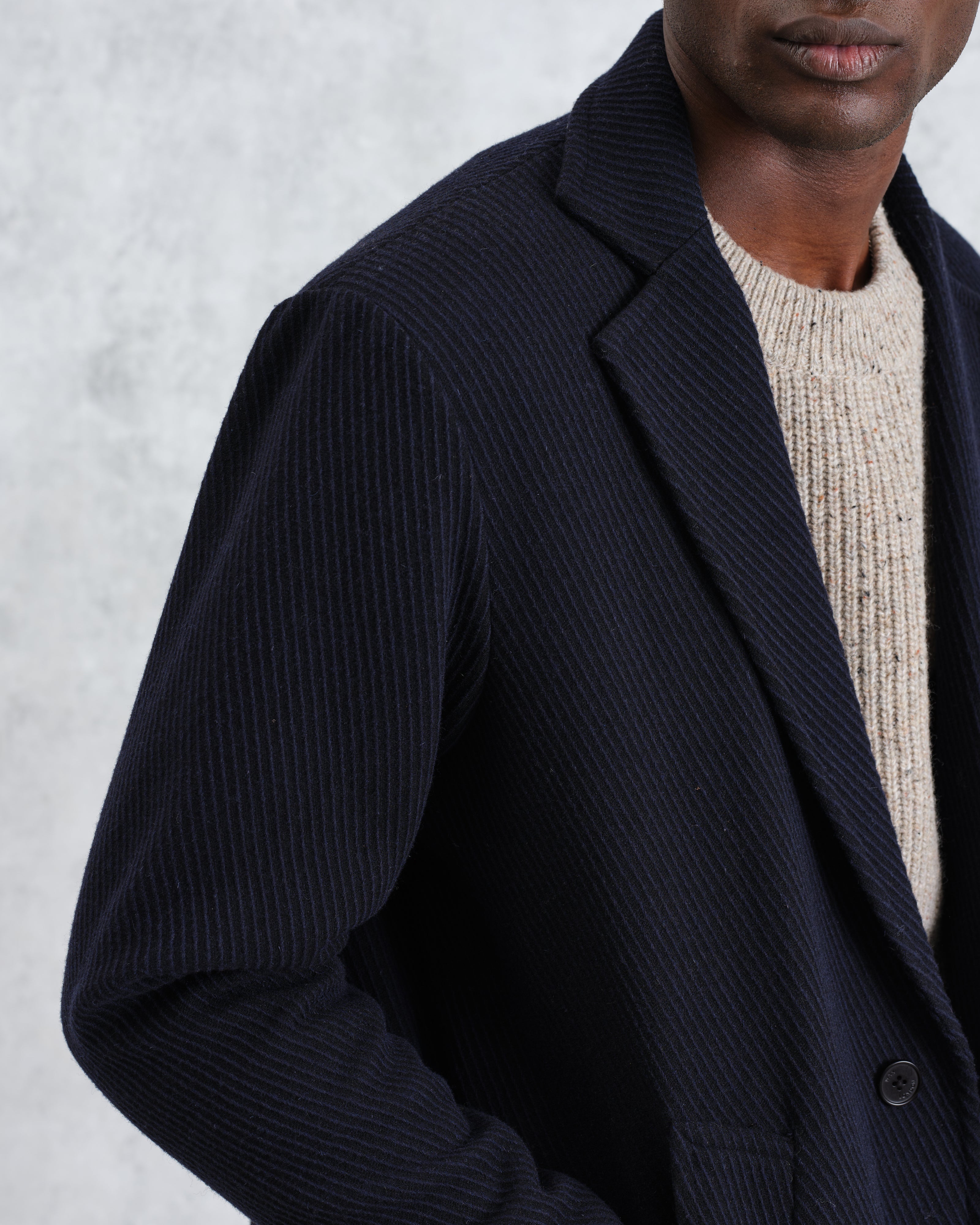 Sasso - Navy Twill Wool Coat