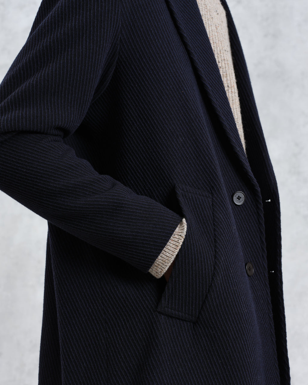 Sasso - Navy Twill Wool Coat