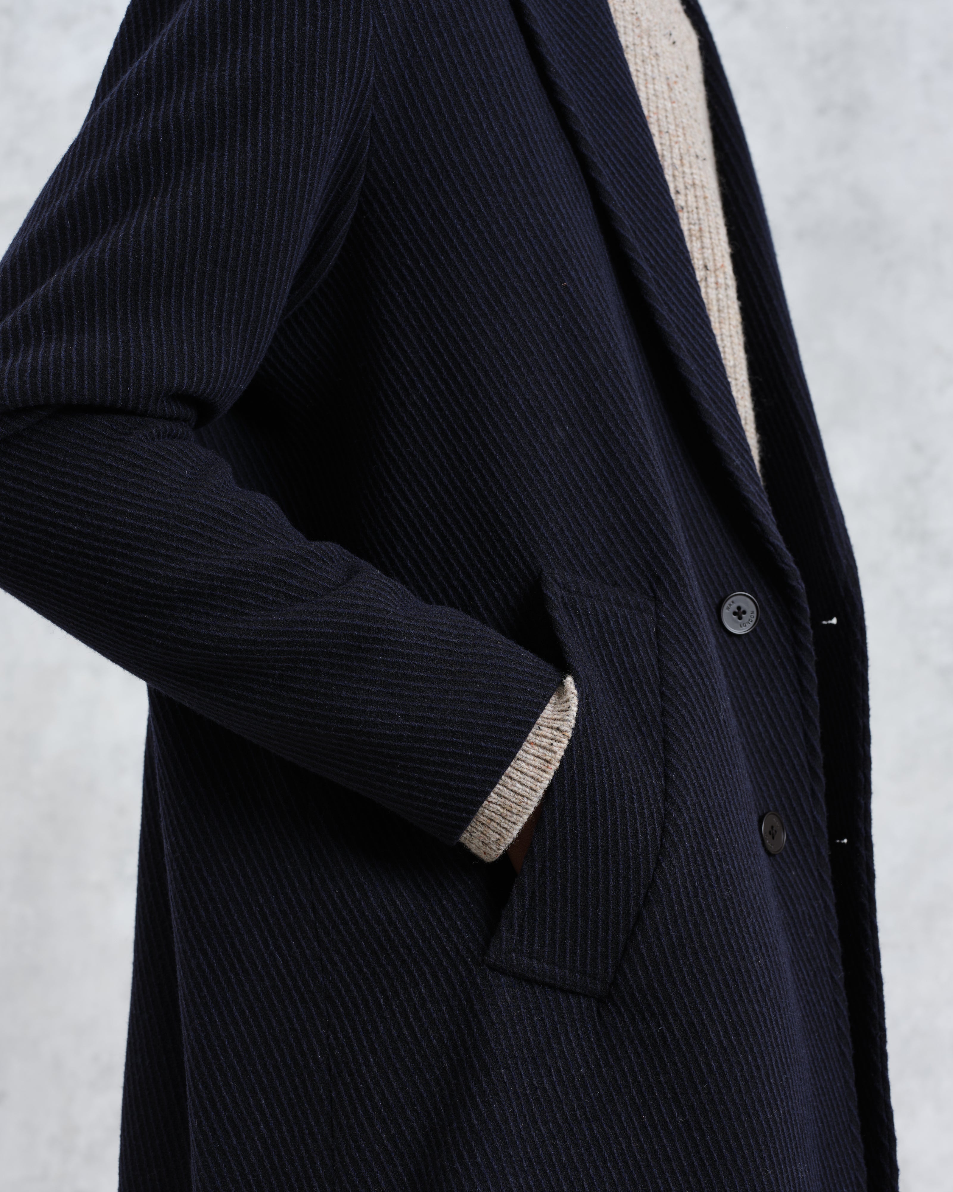Sasso - Navy Twill Wool Coat