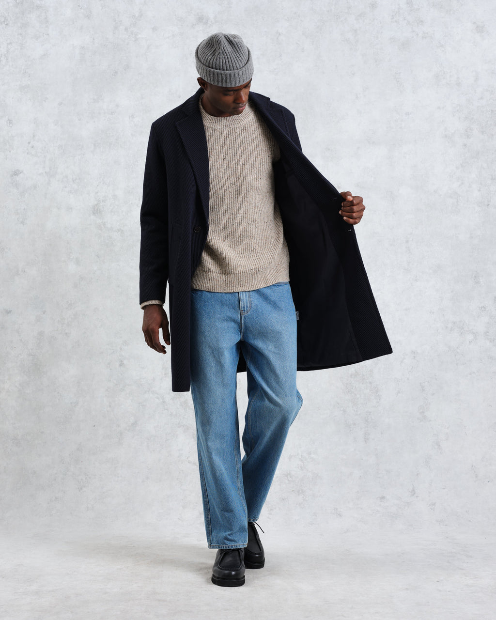 Sasso - Navy Twill Wool Coat