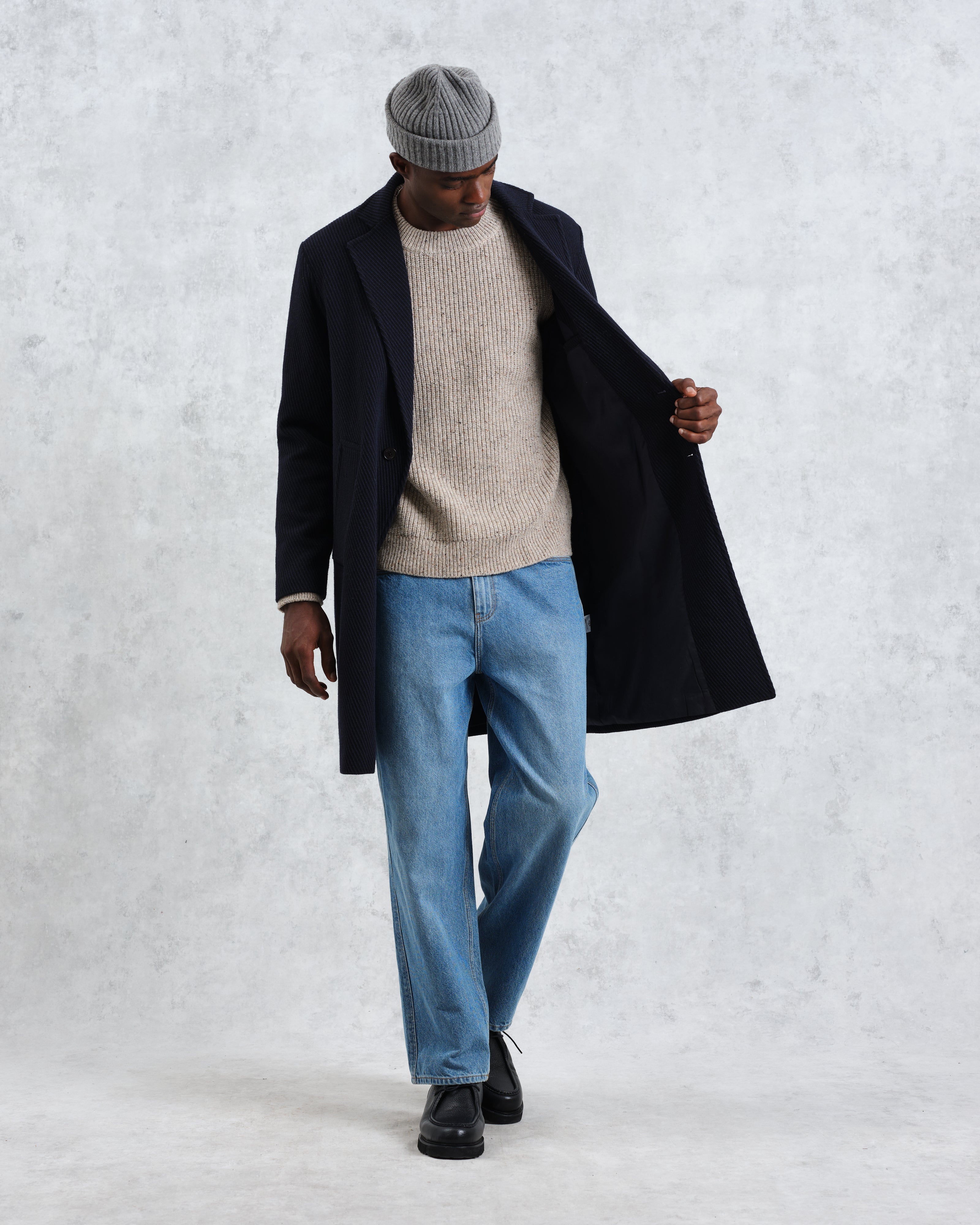 Sasso - Navy Twill Wool Coat